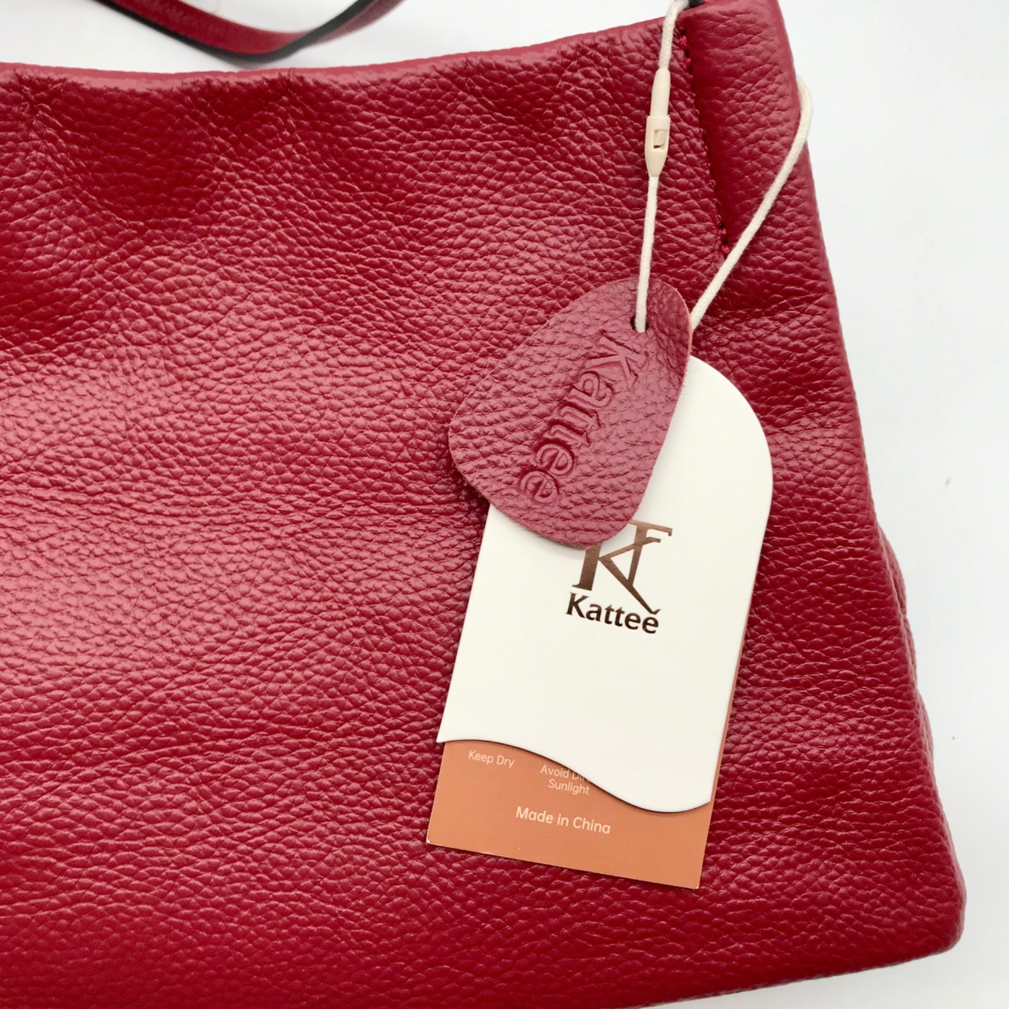 Kattee Red Leather Shoulder Bag