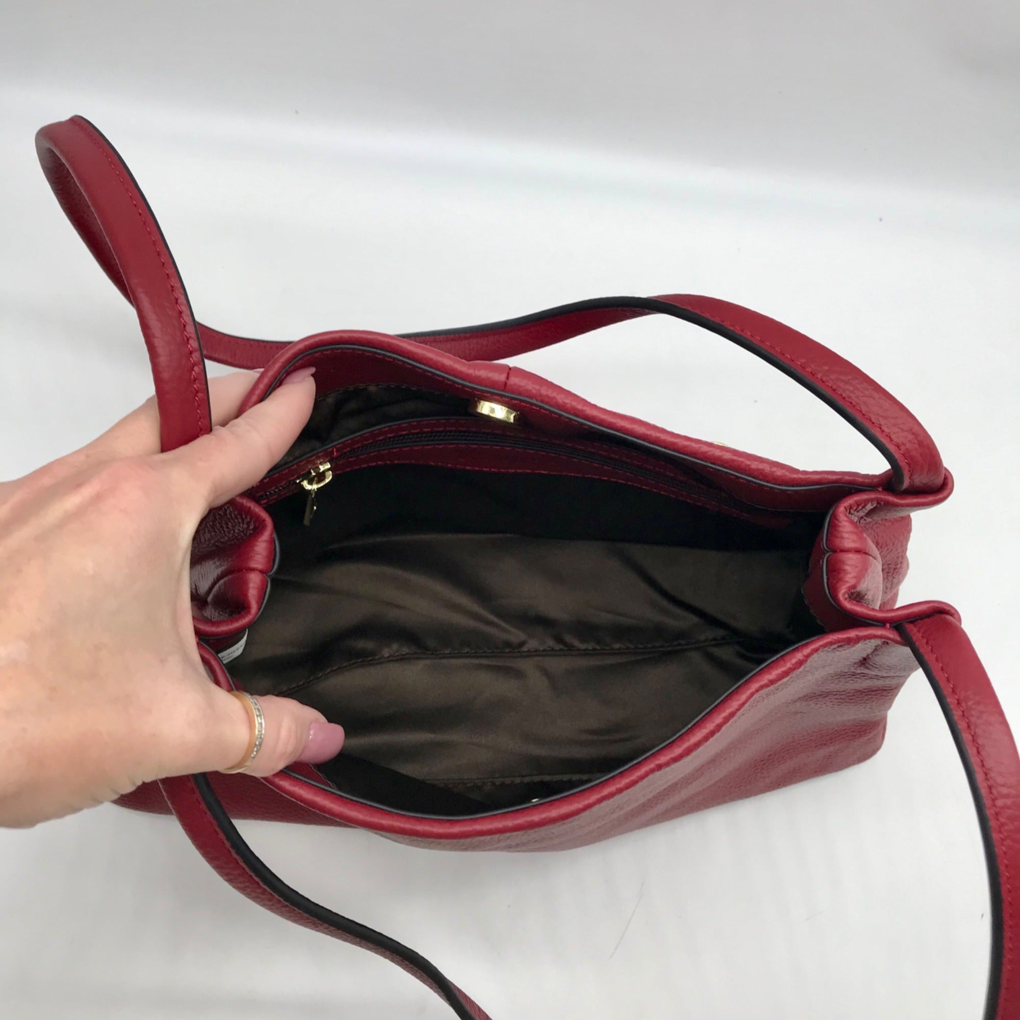 Kattee Red Leather Shoulder Bag