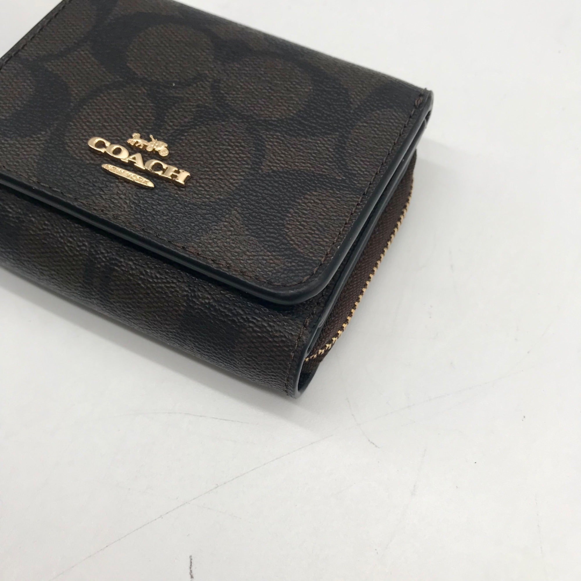 Coach Brown Small Trifold Wallet