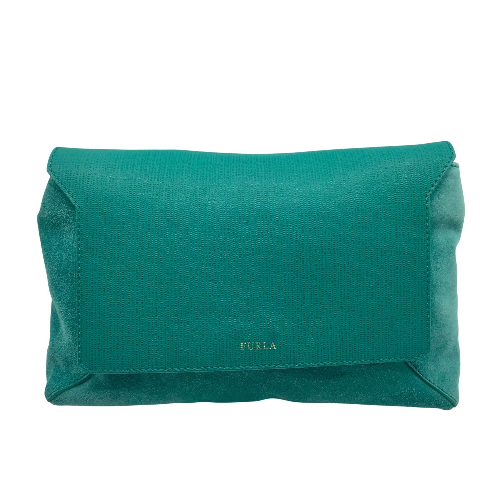Furla Smeraldo Green Leather &amp; Suede Crossbody Bag