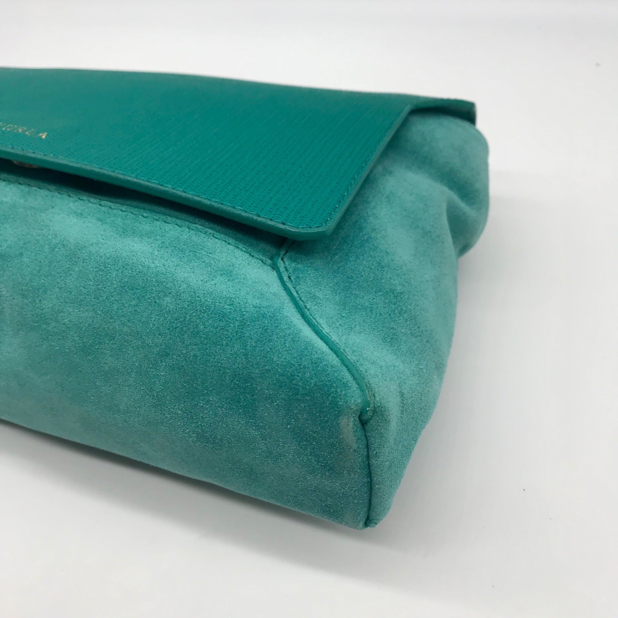 Furla Smeraldo Green Leather &amp; Suede Crossbody Bag