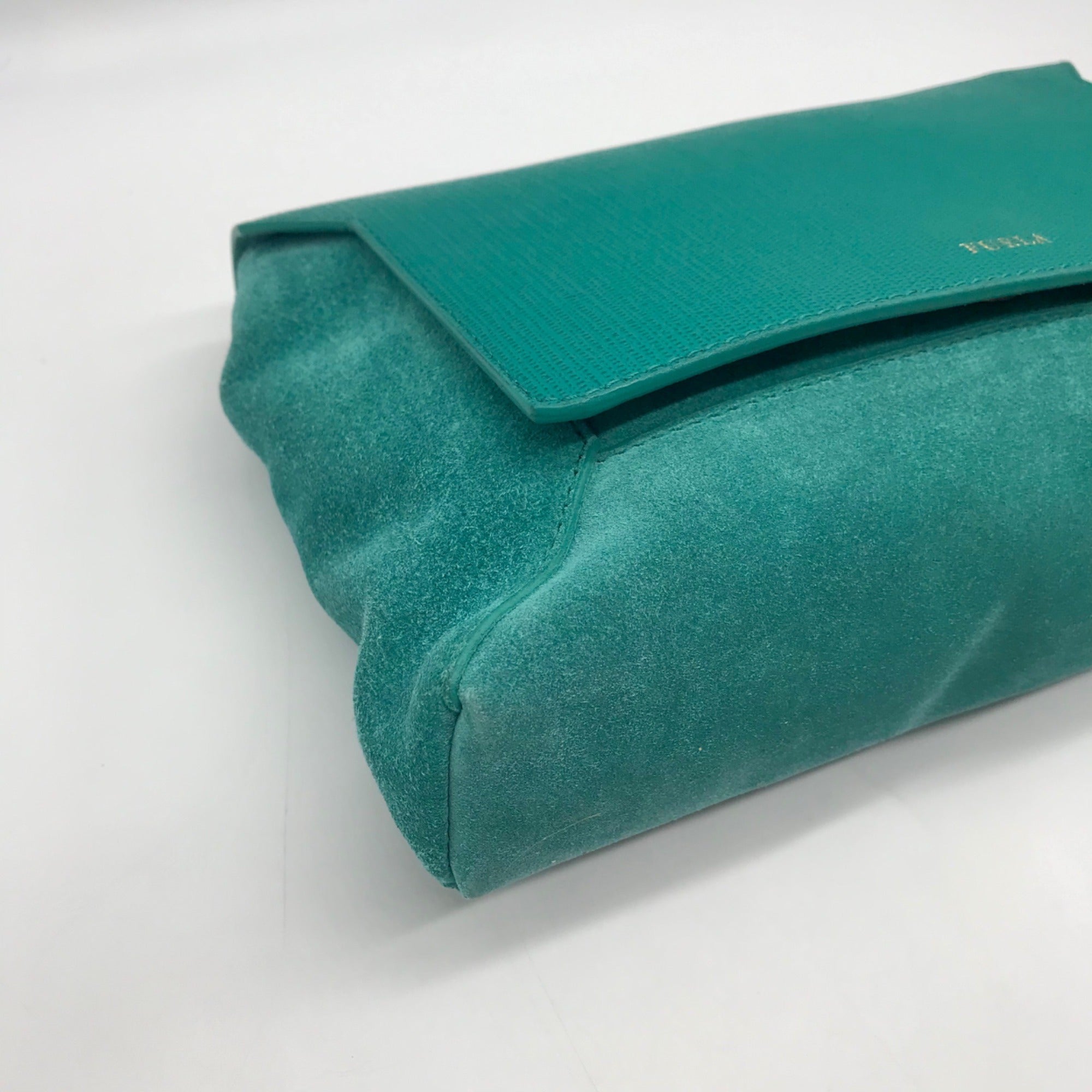 Furla Smeraldo Green Leather &amp; Suede Crossbody Bag