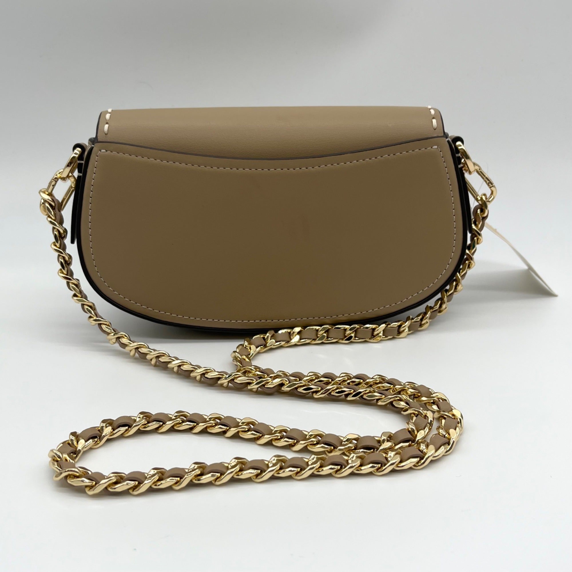 Michael Kors Camel Leather Mila Chain Sling Messenger Bag