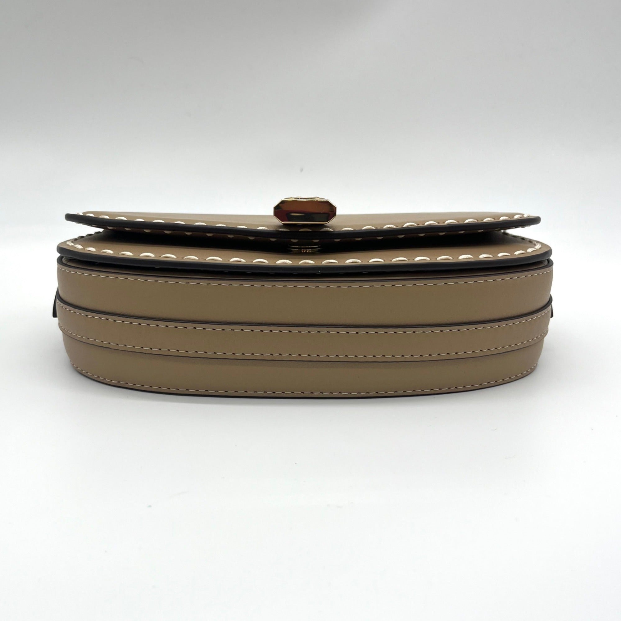 Michael Kors Camel Leather Mila Chain Sling Messenger Bag