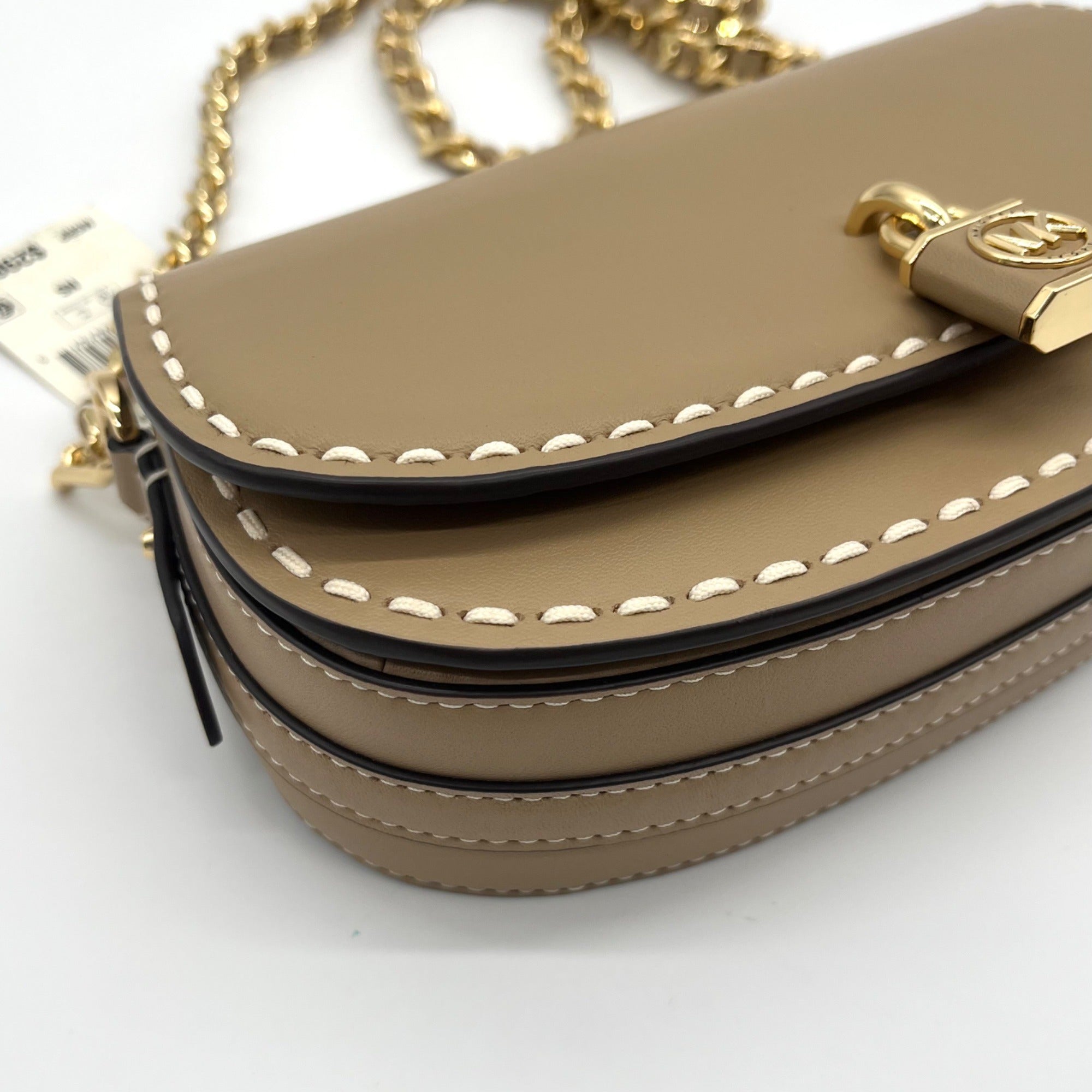 Michael Kors Camel Leather Mila Chain Sling Messenger Bag