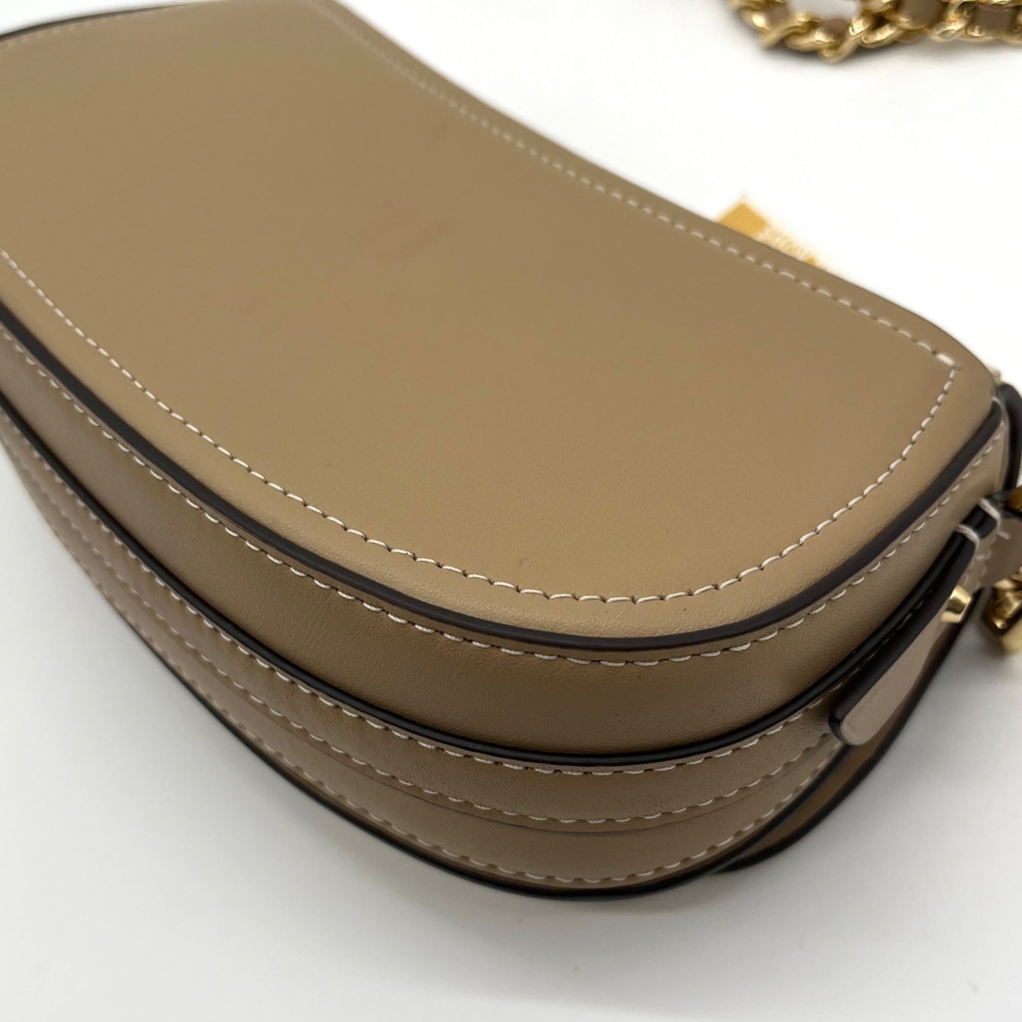 Michael Kors Camel Leather Mila Chain Sling Messenger Bag