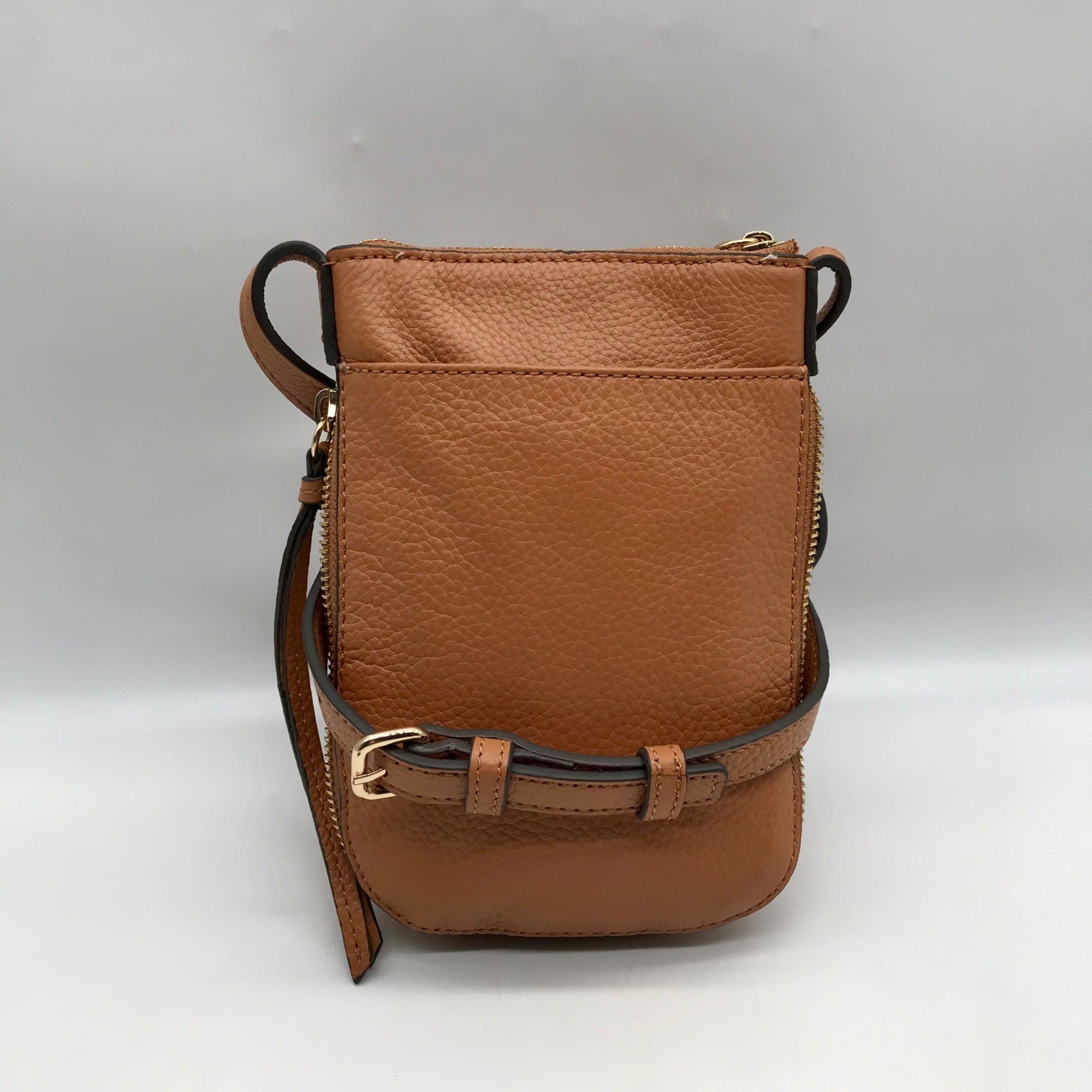 Vince Camuto Brown Pebbled Leather Kenzy Crossbody Bag