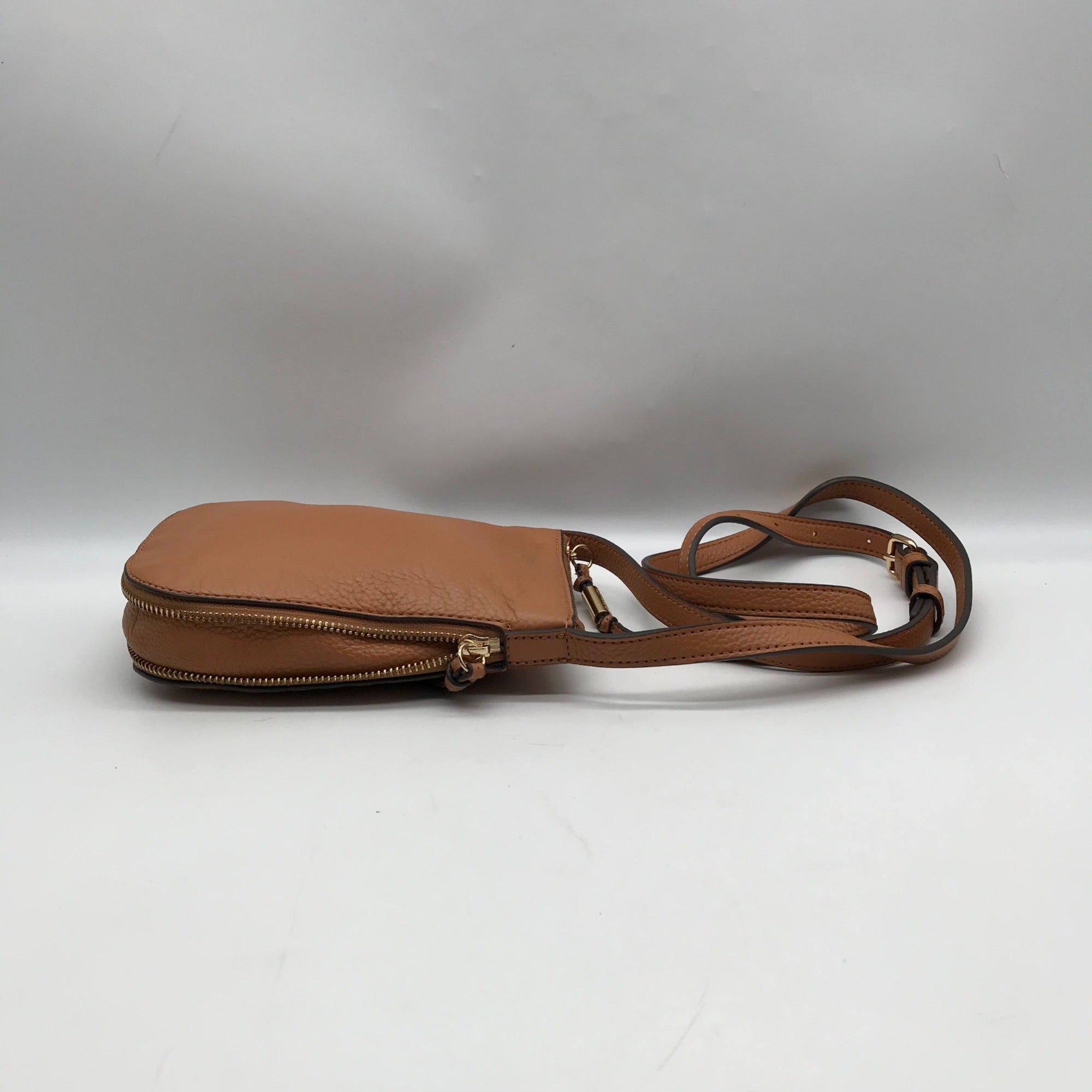 Vince Camuto Brown Pebbled Leather Kenzy Crossbody Bag