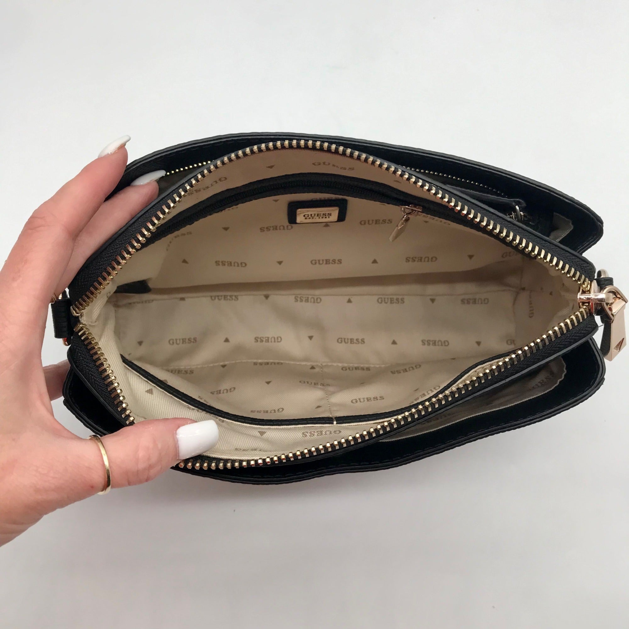 Guess Black Lyndi Triple Compartment Girlfriend Crossbody