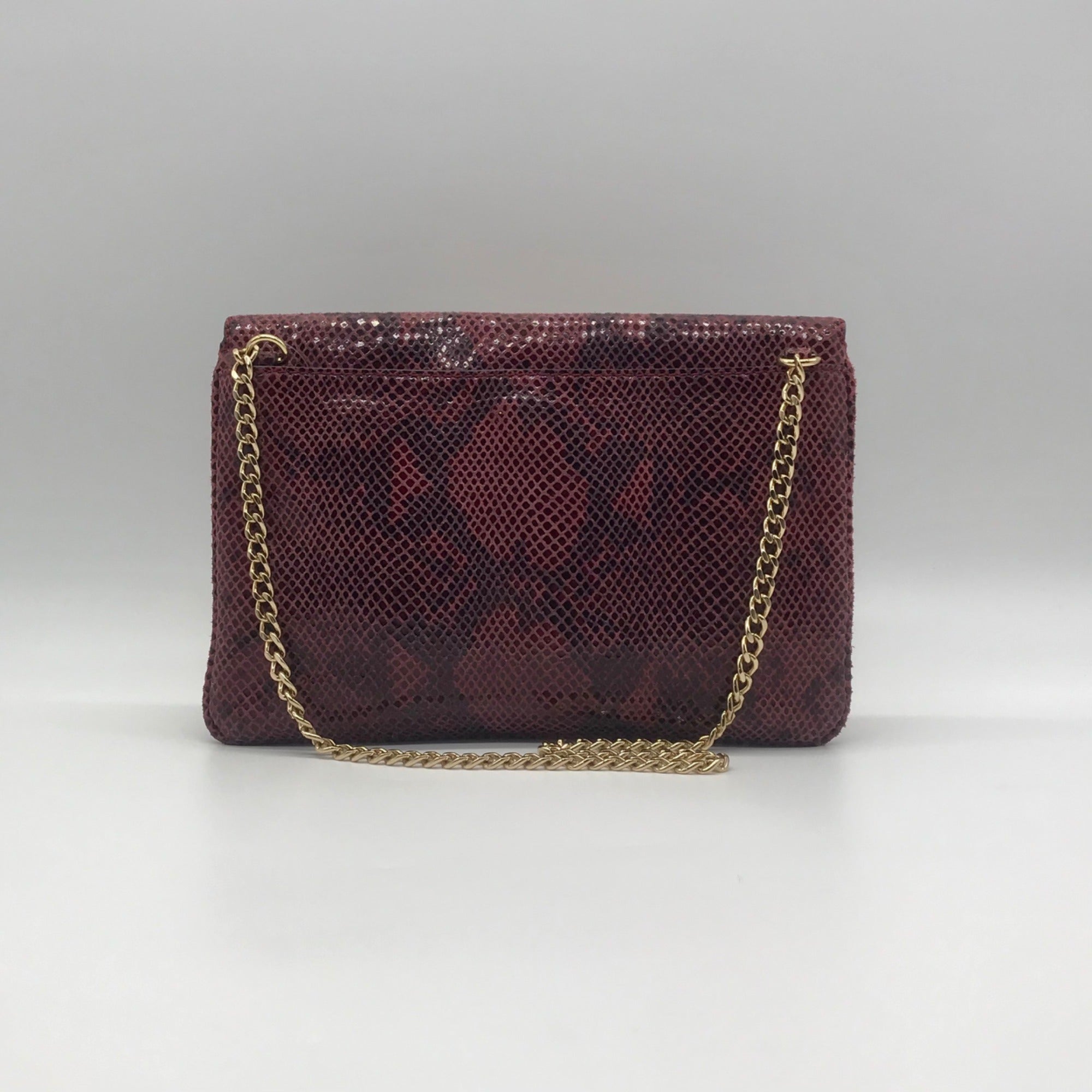 Michael Kors Red Snake-Embossed Leather Shoulder Bag