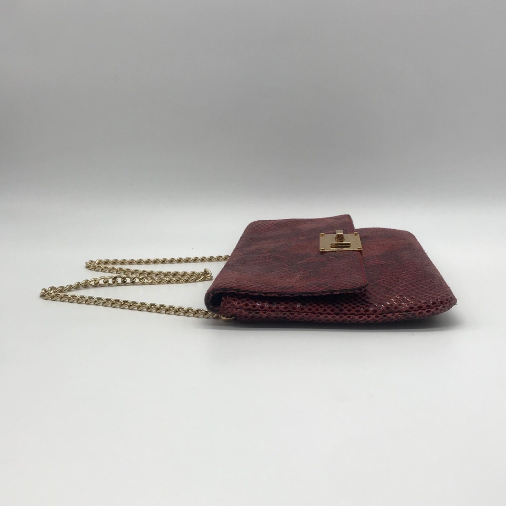 Michael Kors Red Snake-Embossed Leather Shoulder Bag