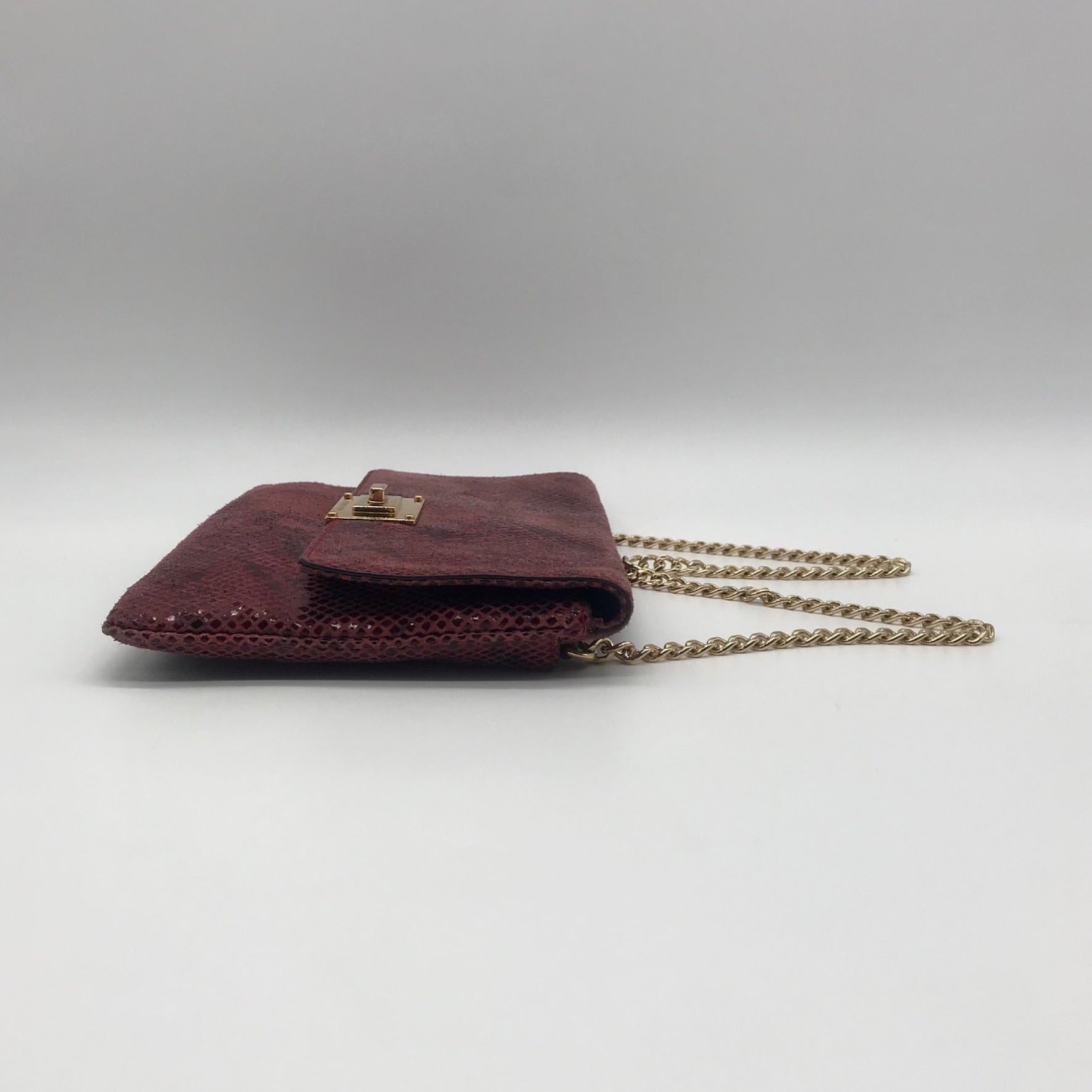 Michael Kors Red Snake-Embossed Leather Shoulder Bag