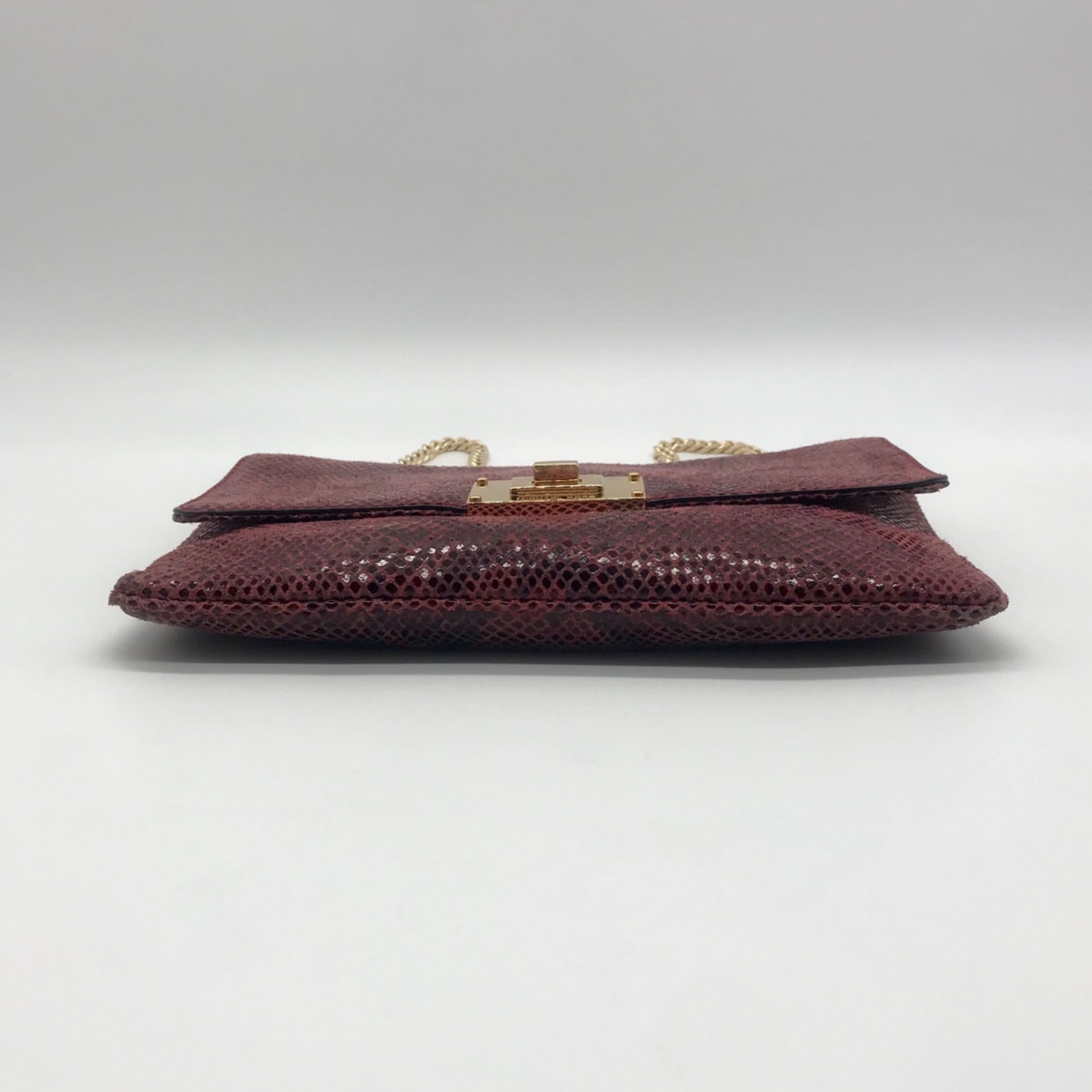 Michael Kors Red Snake-Embossed Leather Shoulder Bag
