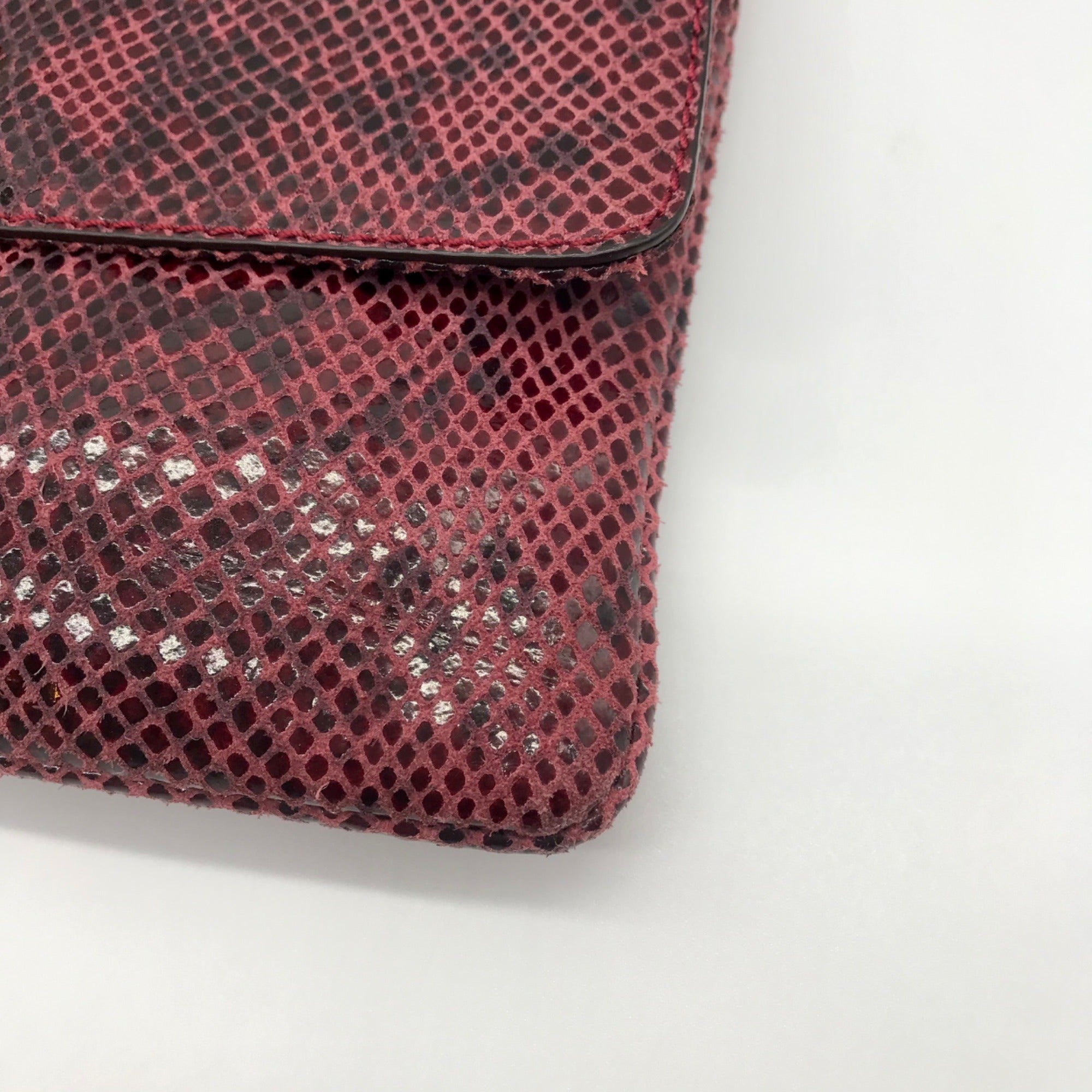 Michael Kors Red Snake-Embossed Leather Shoulder Bag