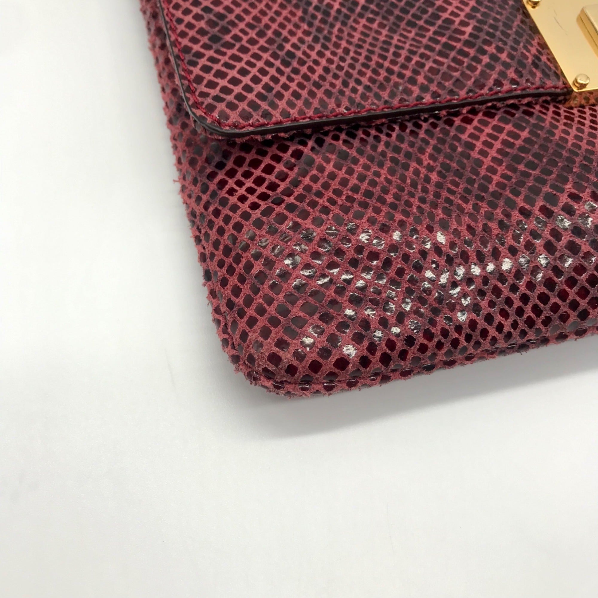 Michael Kors Red Snake-Embossed Leather Shoulder Bag