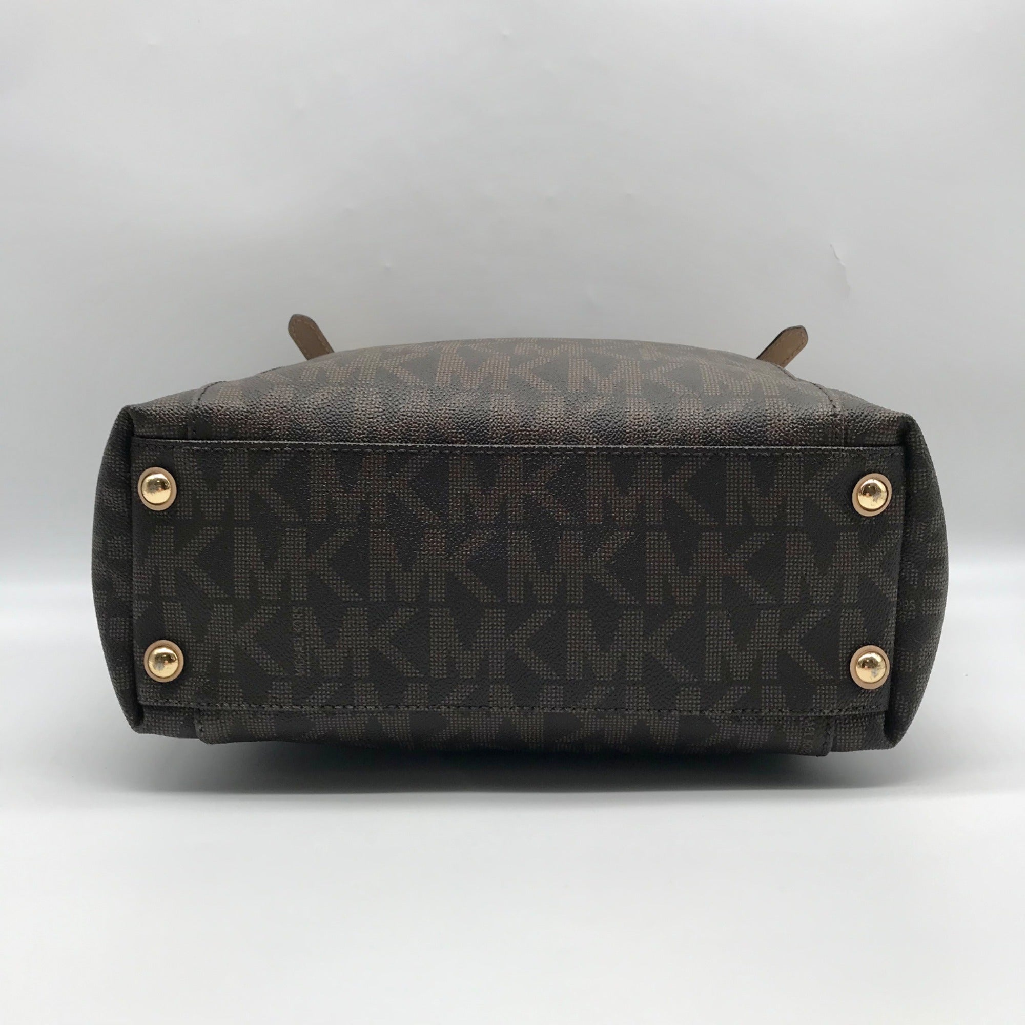 Michael Kors Signature Brown Coated Canvas Jet Set East West Tote Bag