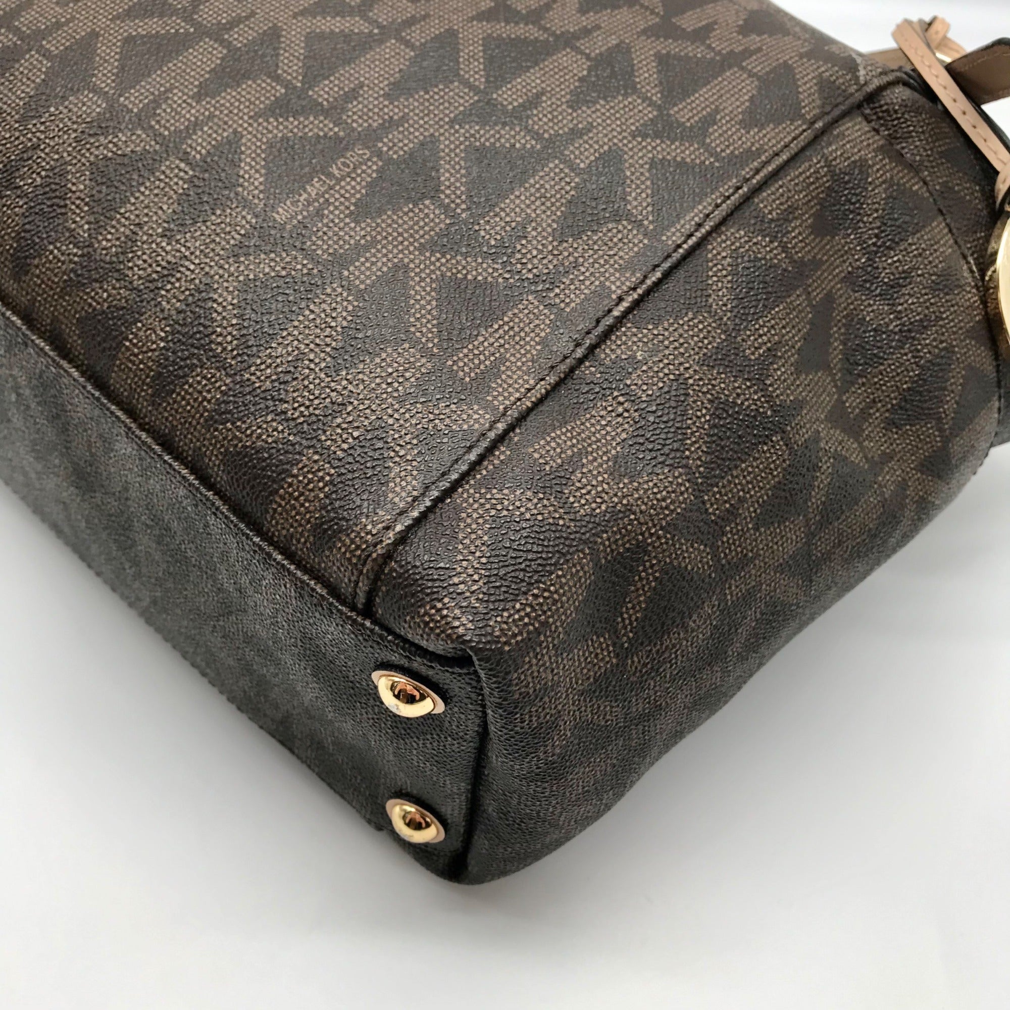 Michael Kors Signature Brown Coated Canvas Jet Set East West Tote Bag
