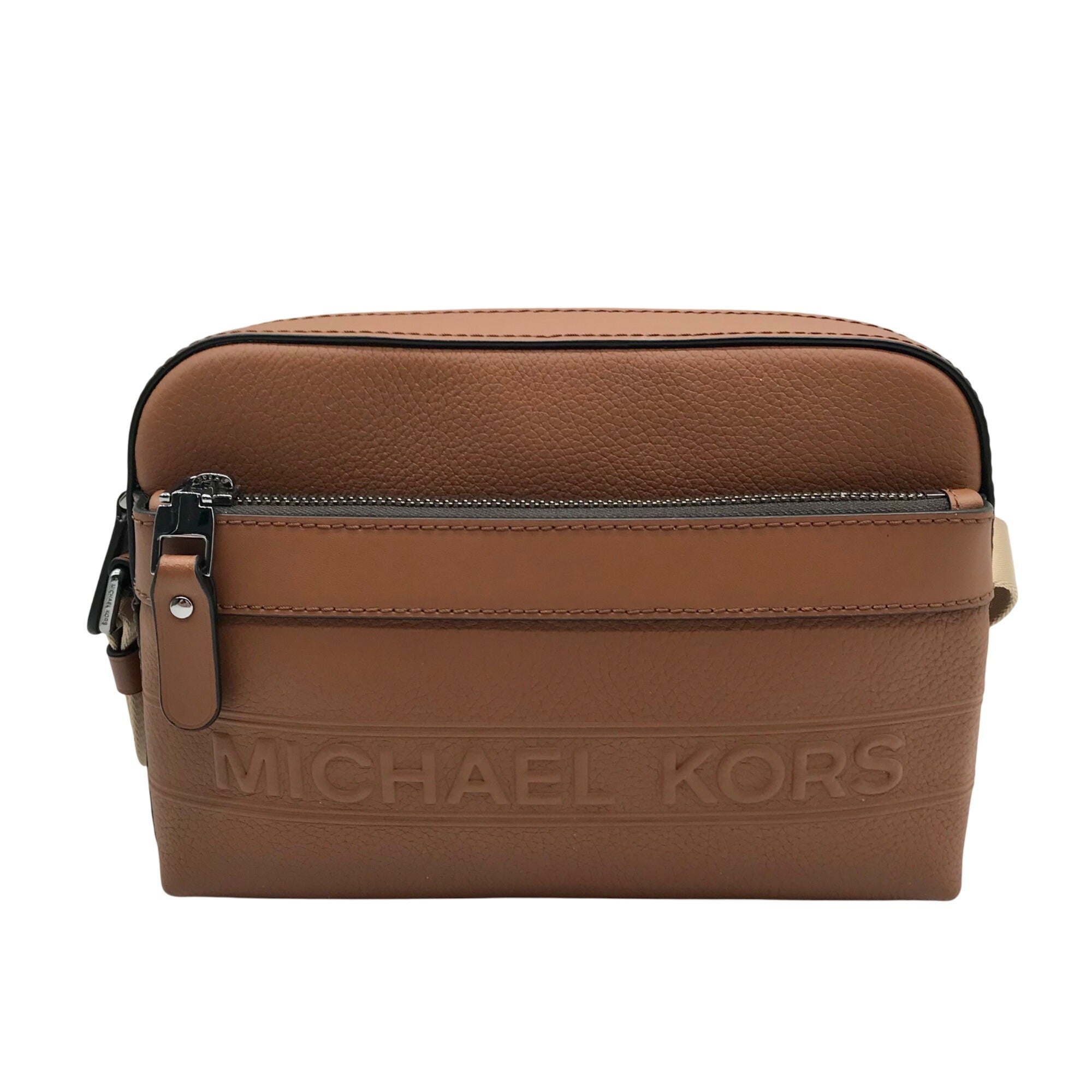 Michael Kors Luggage Brown Pebbled Leather Hudson Utility Crossbody Bag