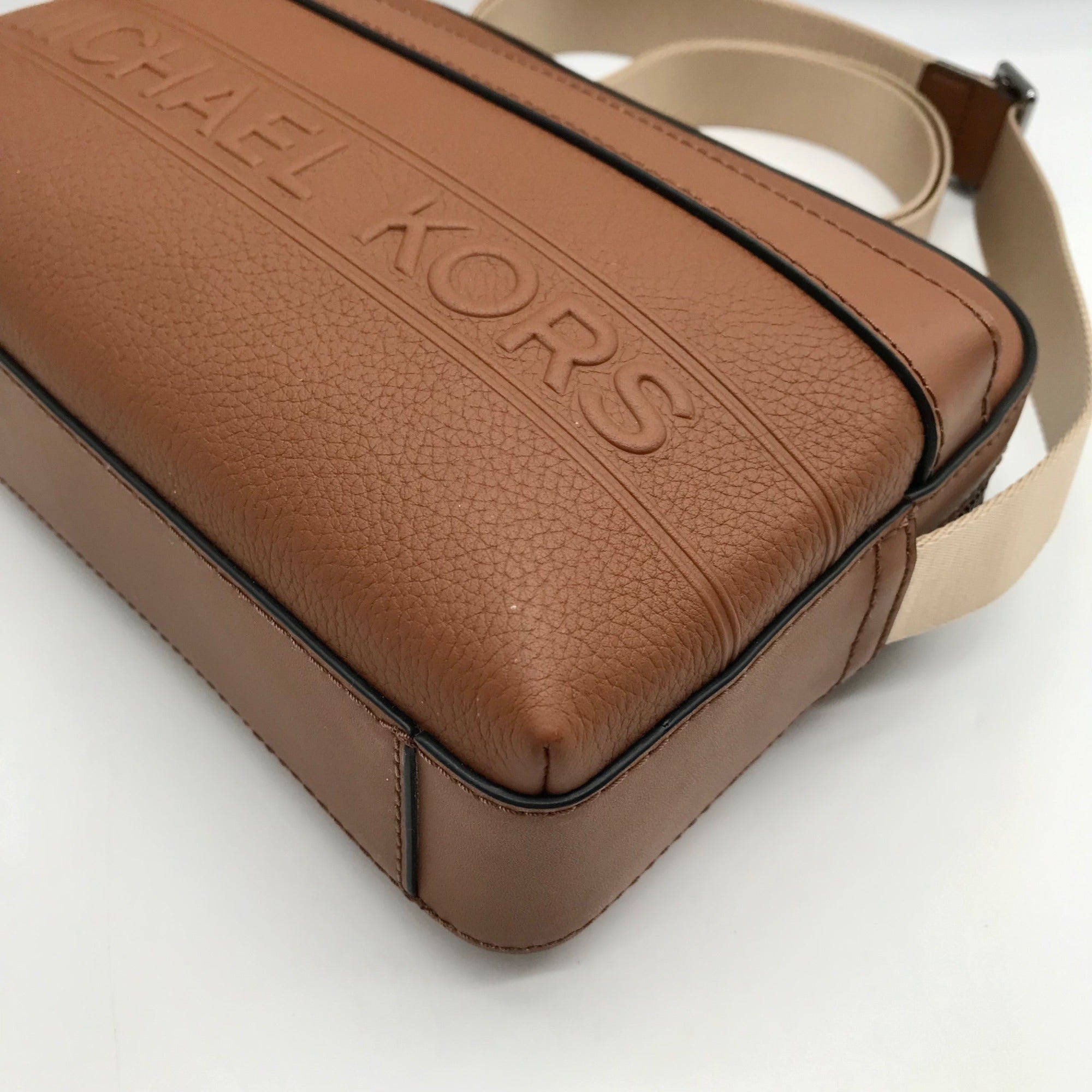 Michael Kors Luggage Brown Pebbled Leather Hudson Utility Crossbody Bag