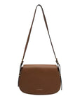 Michael Kors Luggage Brown Leather Lydia Flap Messenger Crossbody Bag
