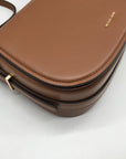 Michael Kors Luggage Brown Leather Lydia Flap Messenger Crossbody Bag