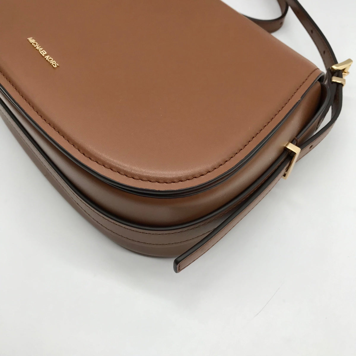 Michael Kors Luggage Brown Leather Lydia Flap Messenger Crossbody Bag