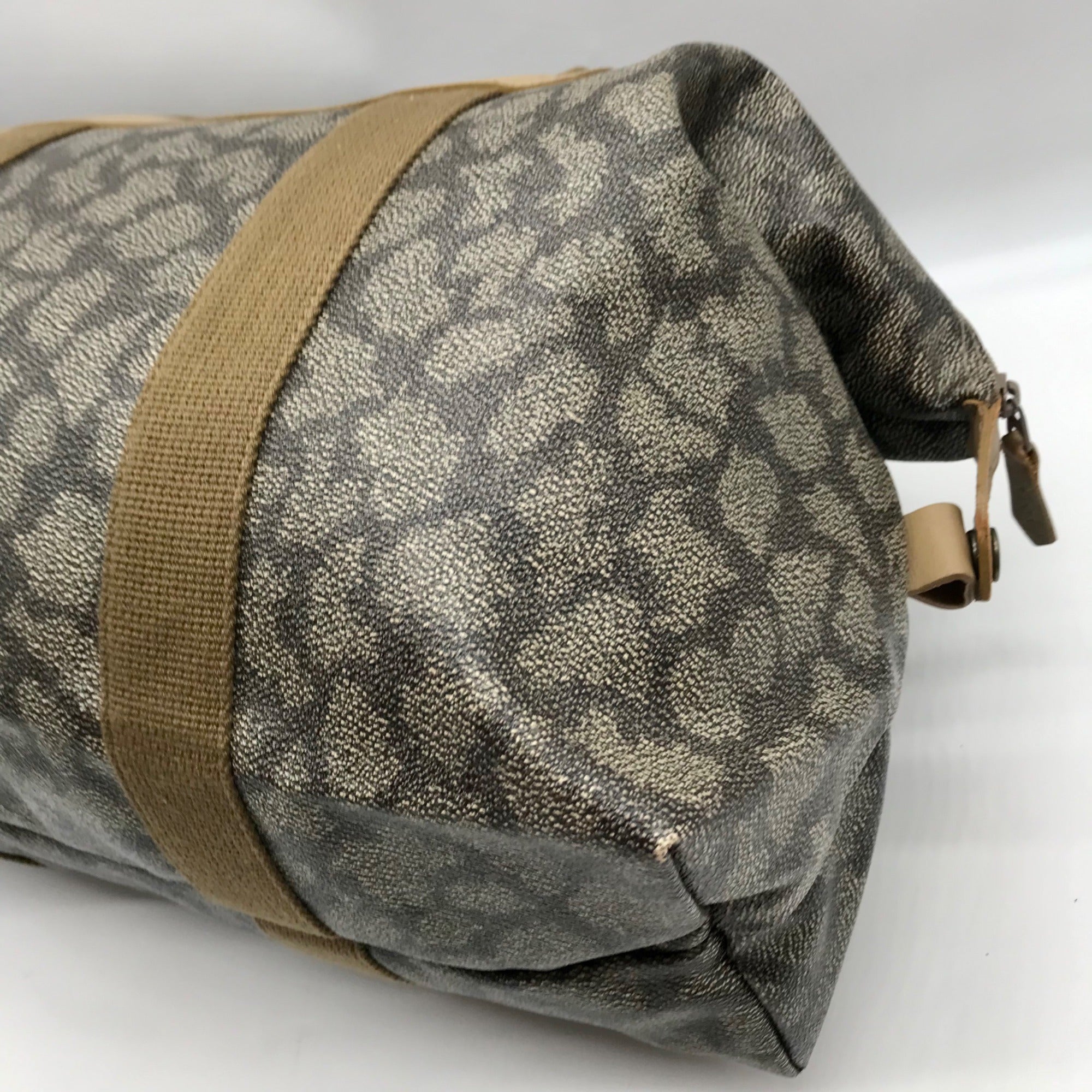 Yves Saint Laurent Beige &amp; Brown  Canvas Vintage Giraffe Print Duffle Bag