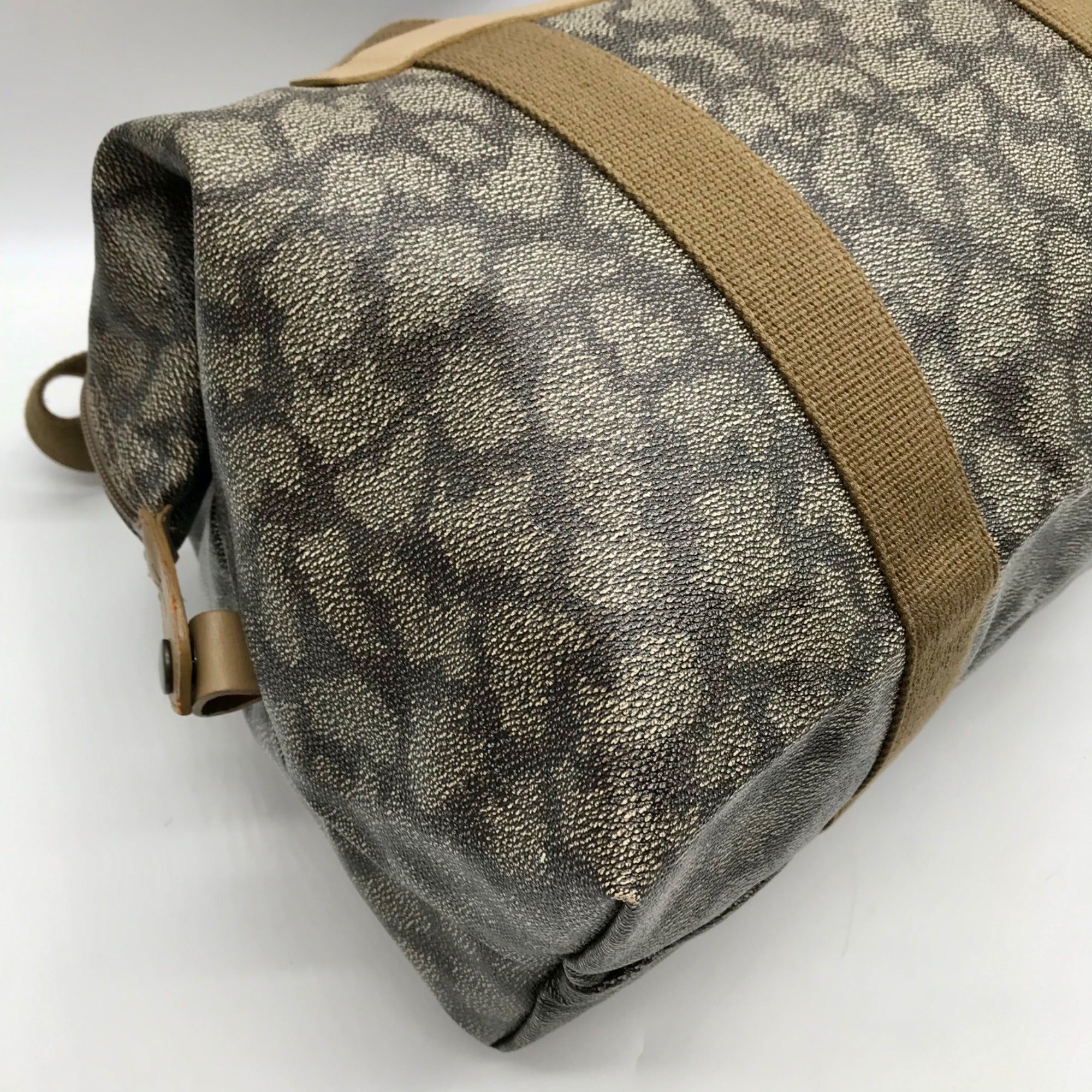 Yves Saint Laurent Beige &amp; Brown  Canvas Vintage Giraffe Print Duffle Bag