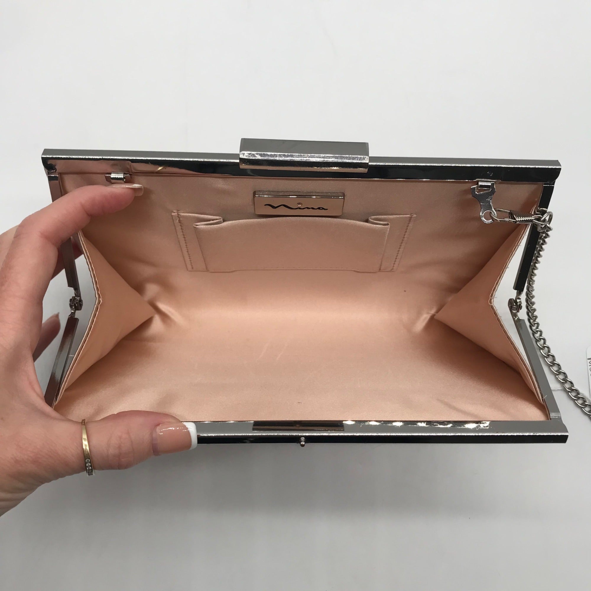 Nina Rose Gold Crystal Frame Clutch