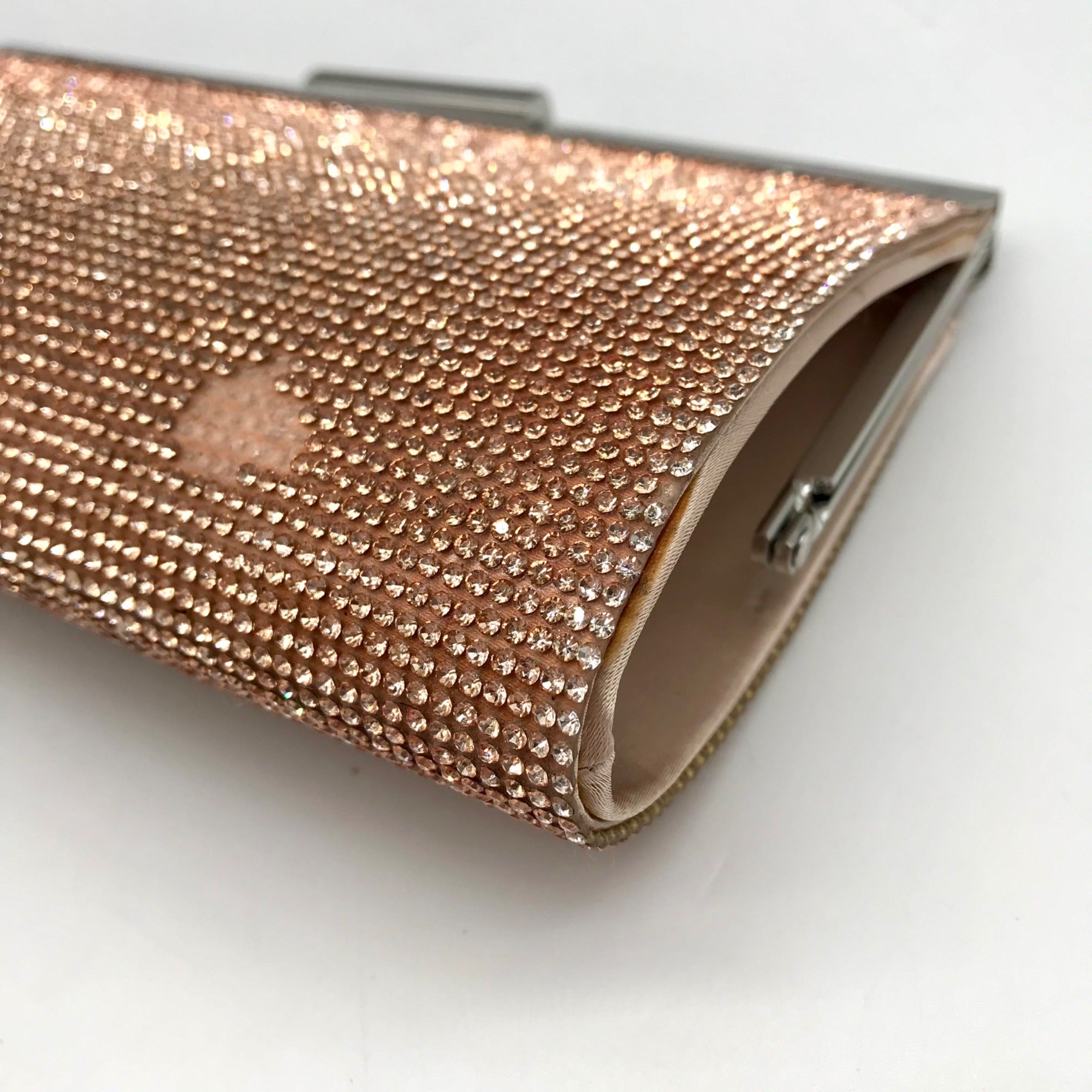 Nina Rose Gold Crystal Frame Clutch