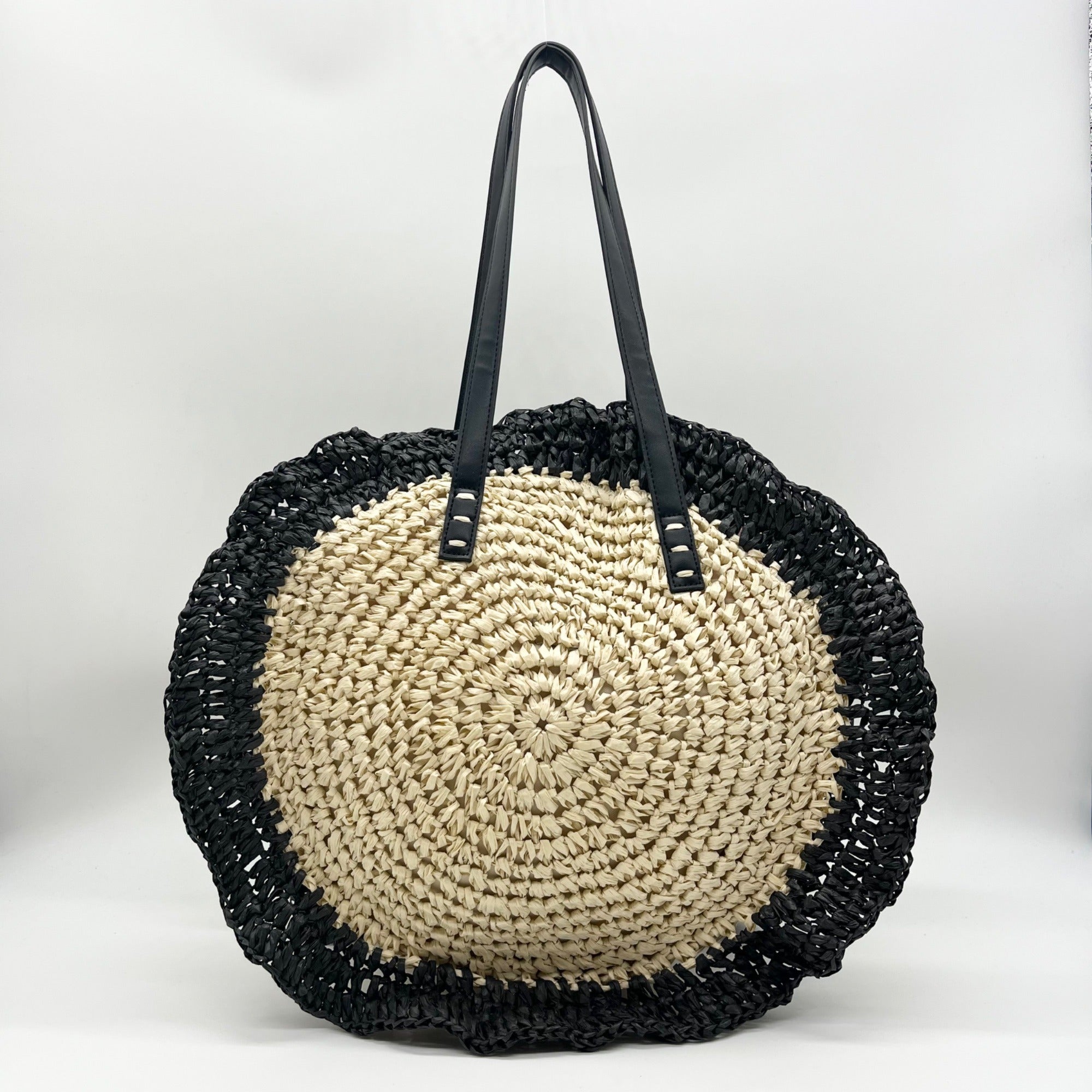 Urban Expressions Natural and Black Indy Tote Bag with Ruffle Edges