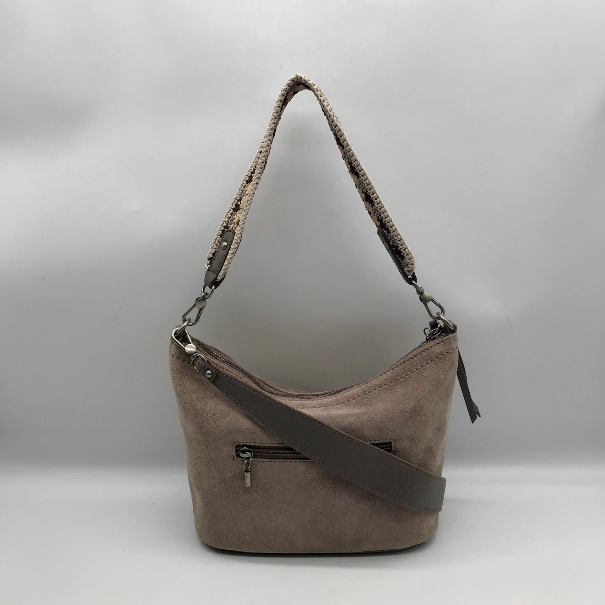 The Sak Gray Genuine Suede De Young Shoulder Bag