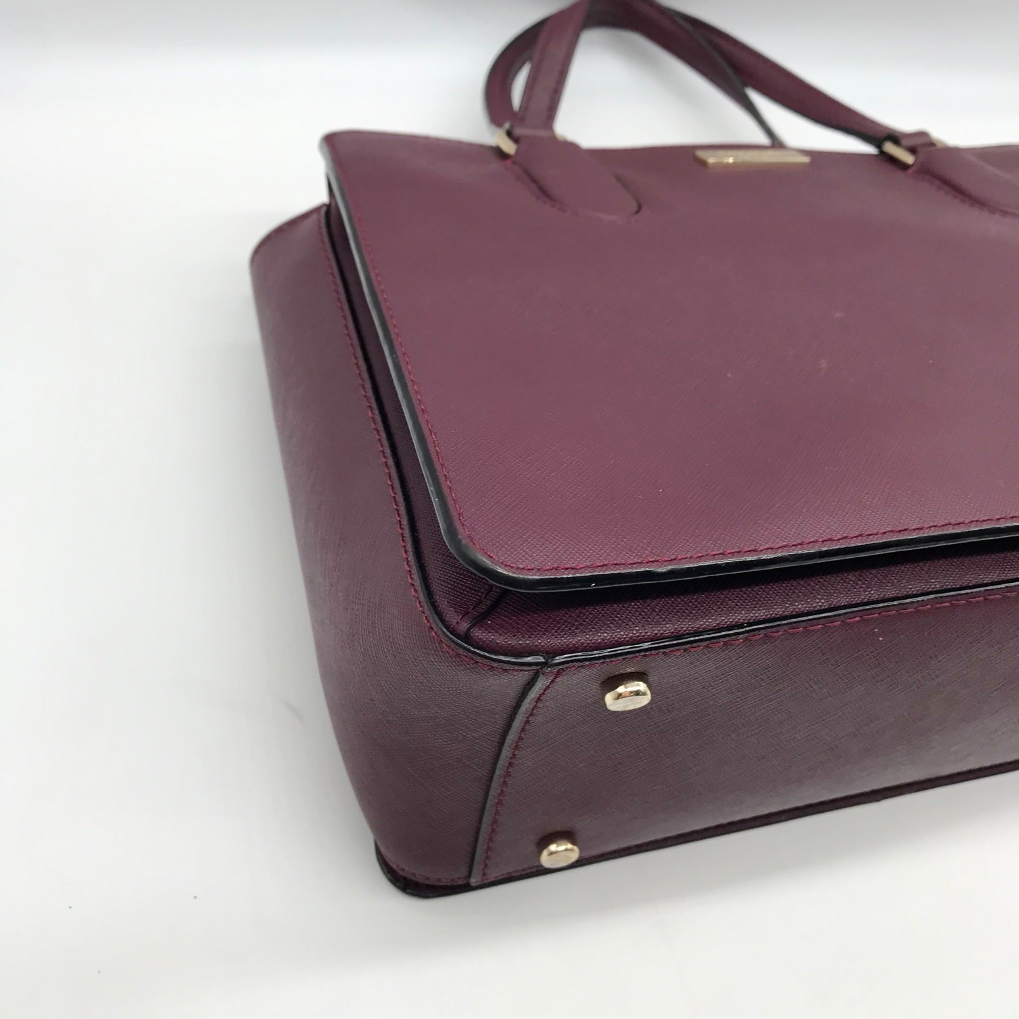 Kate Spade Dark Purple Saffiano Leather Reese Laurel Way Satchel bag