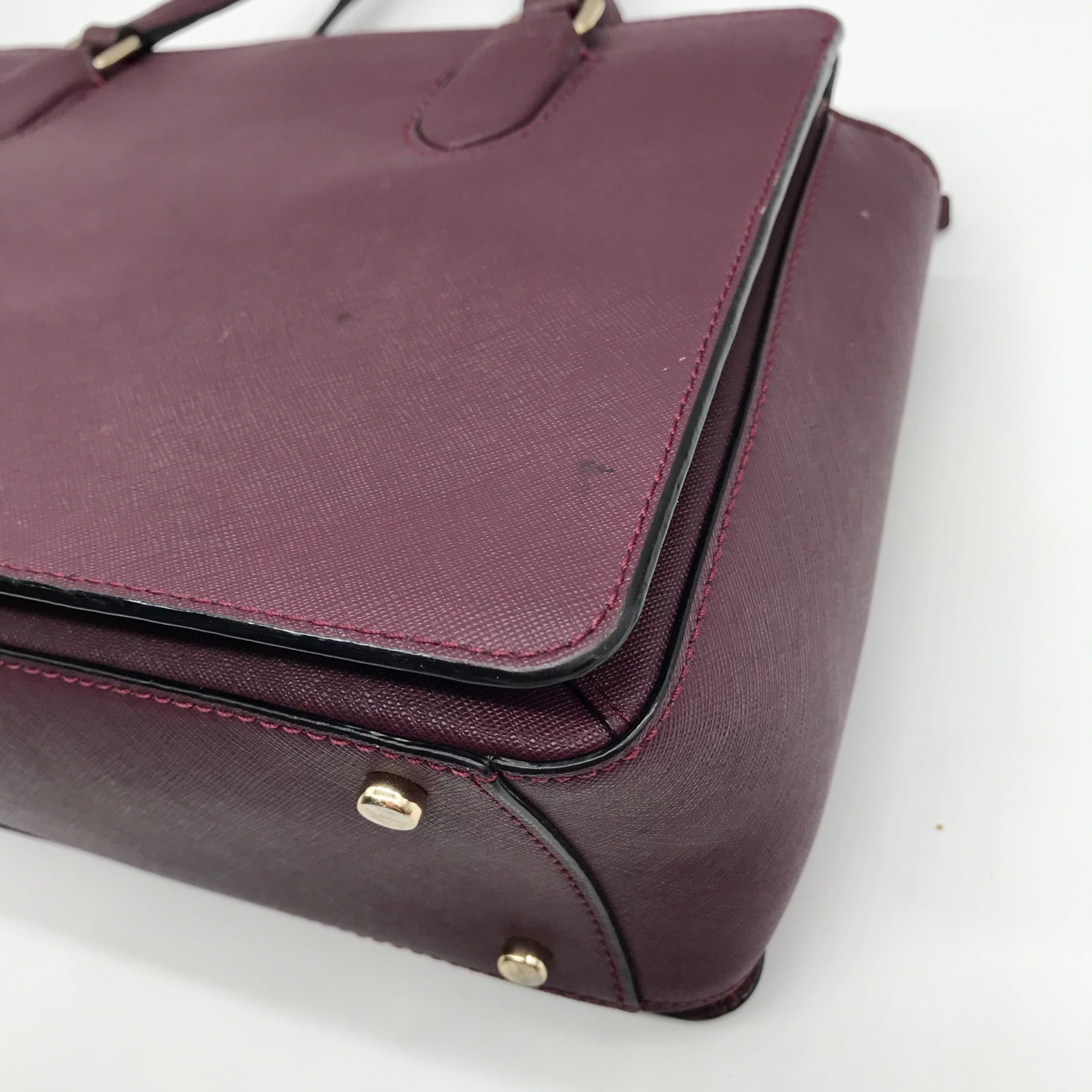 Kate Spade Dark Purple Saffiano Leather Reese Laurel Way Satchel bag