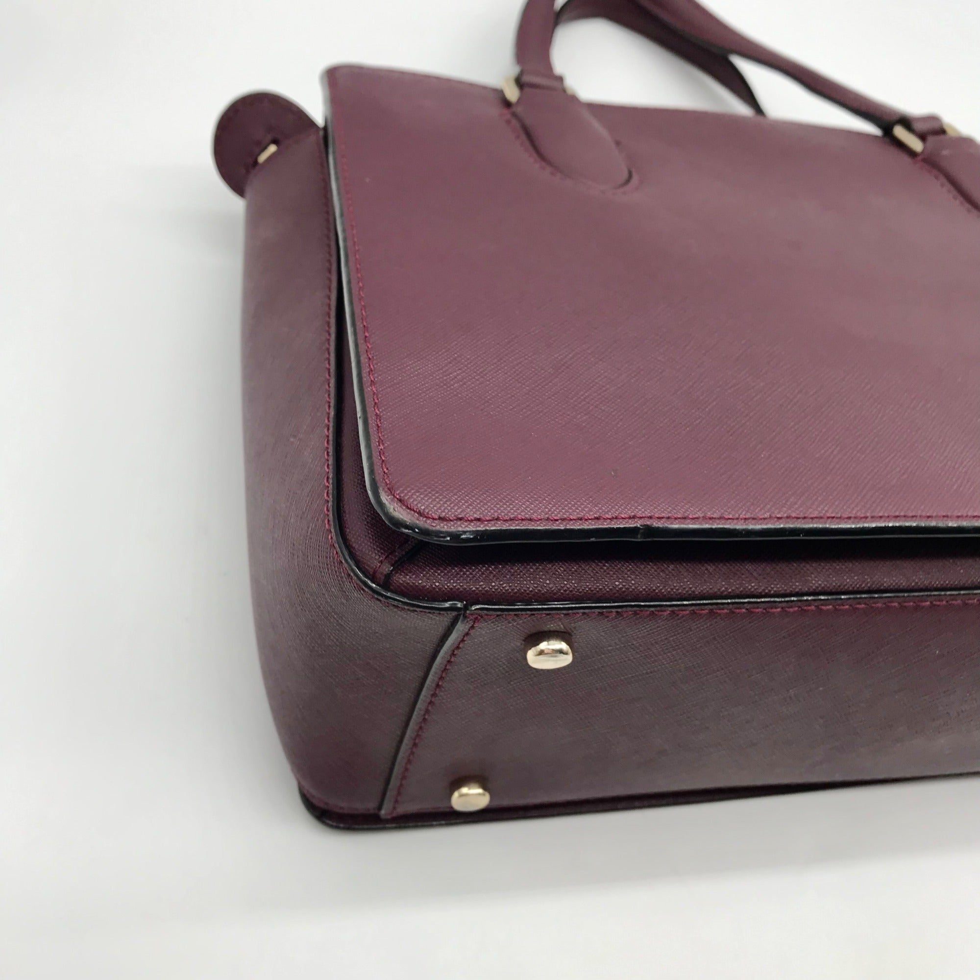 Kate Spade Dark Purple Saffiano Leather Reese Laurel Way Satchel bag