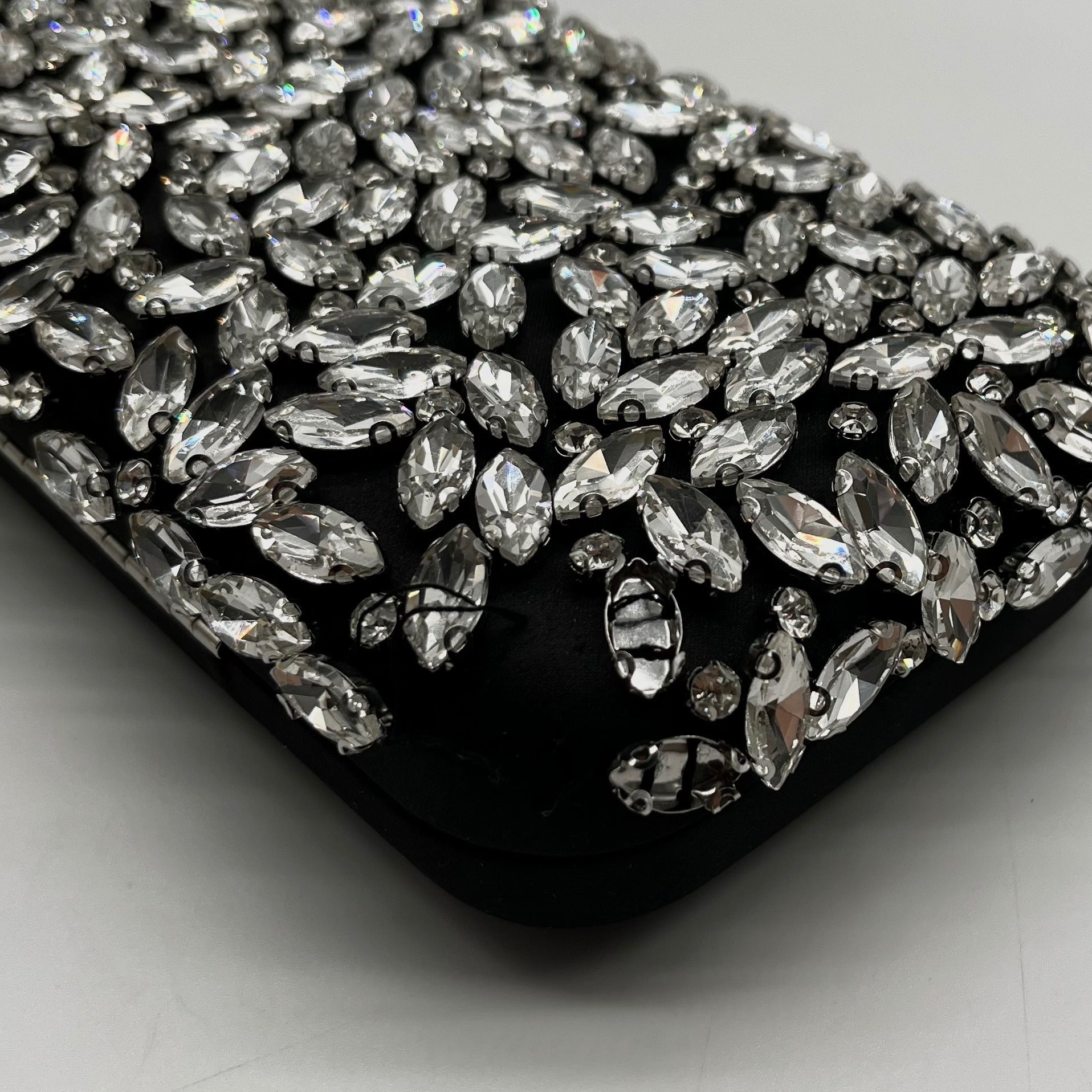 I.N.C. International Concepts Black East West Embellished Minaudiere Convertible Clutch