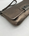 Coach Metallic Bronze Leather Wristlet Clutch
