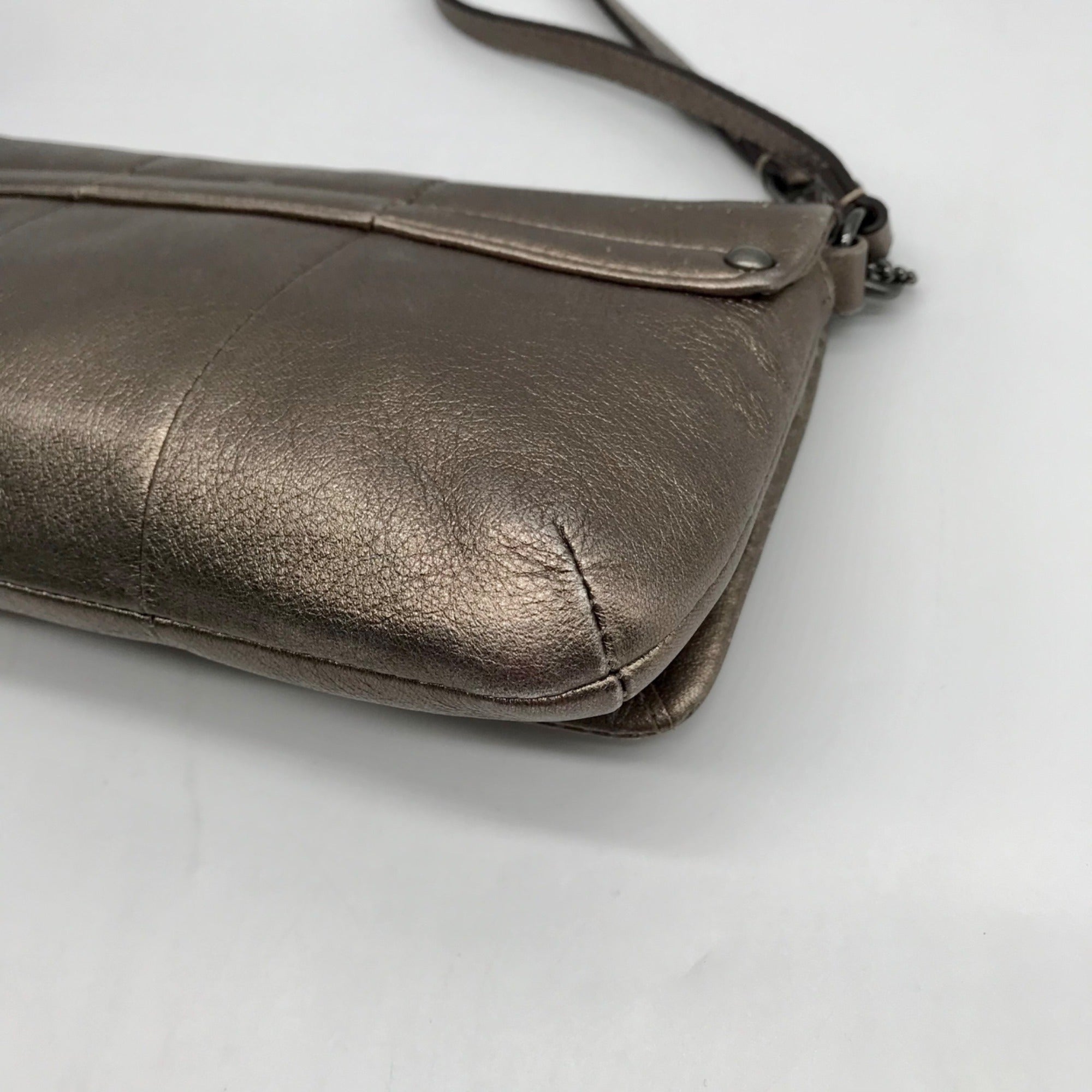 Coach Metallic Bronze Leather Wristlet Clutch