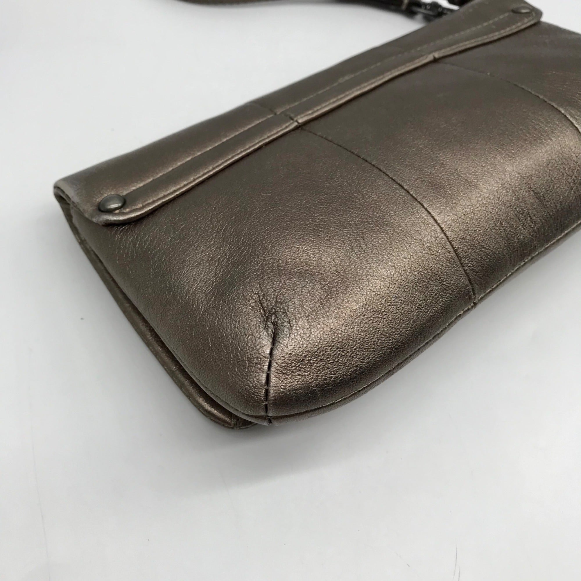 Coach Metallic Bronze Leather Wristlet Clutch