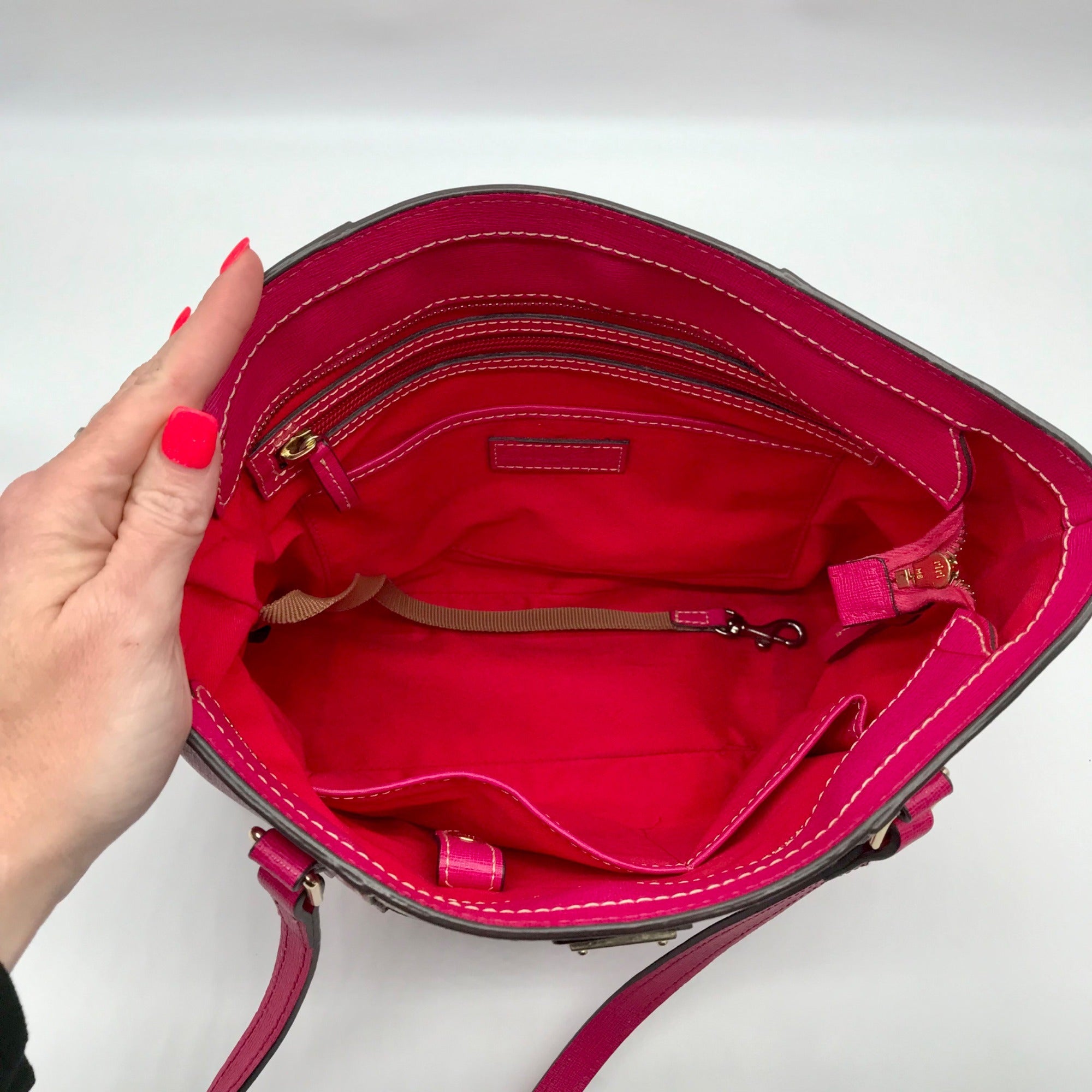 Dooney &amp; Bourke Hot Pink Saffiano Leather Lexington Tote Bag