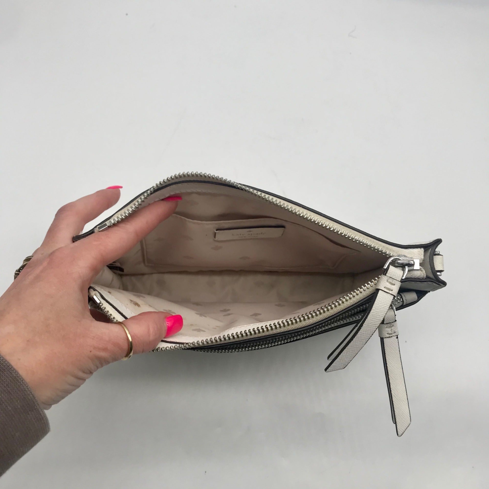 Kate Spade White Saffiano Leather Cameron Monotone Zip Crossbody