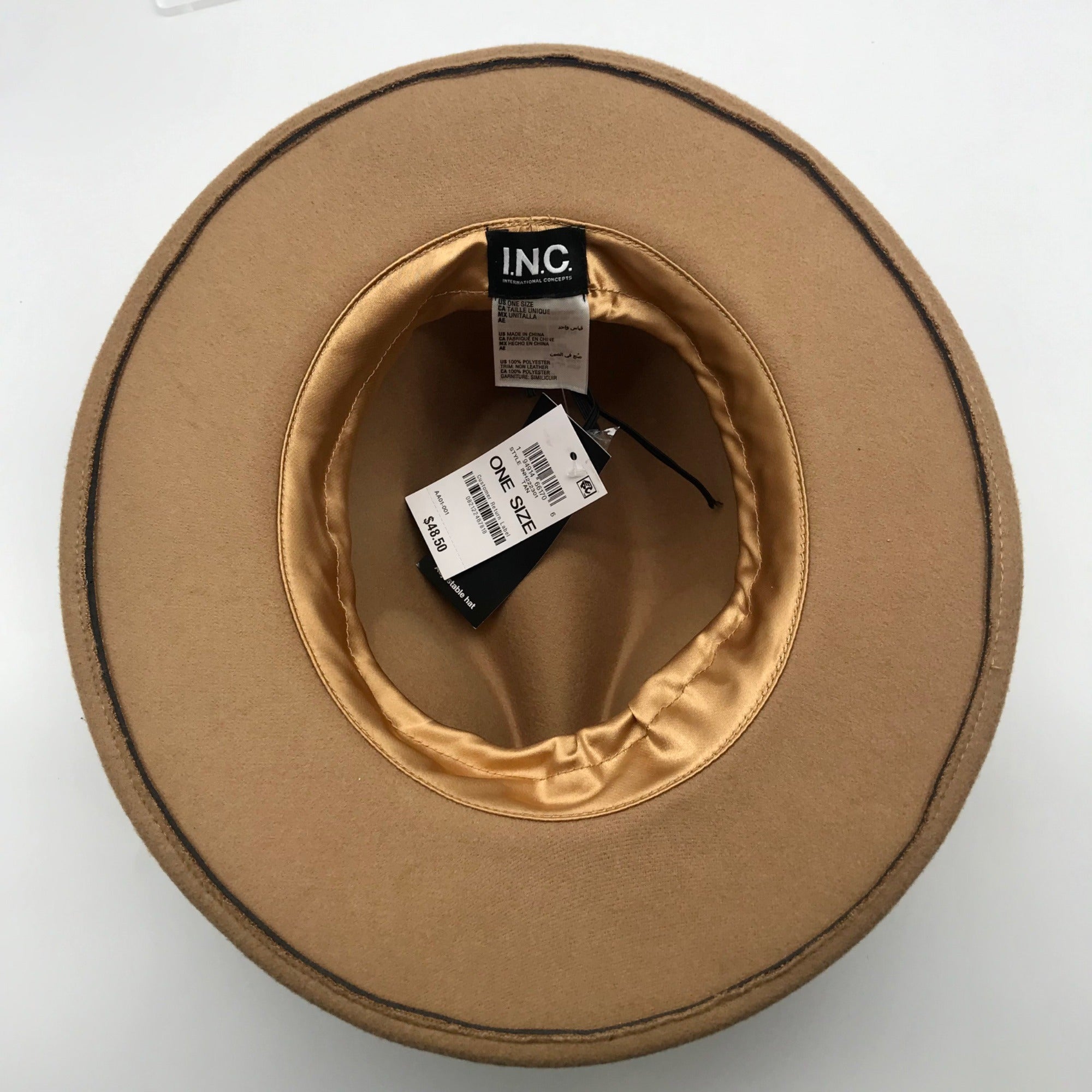 I.N.C. International Concepts Tan Panama Embellished Hat  - NWT