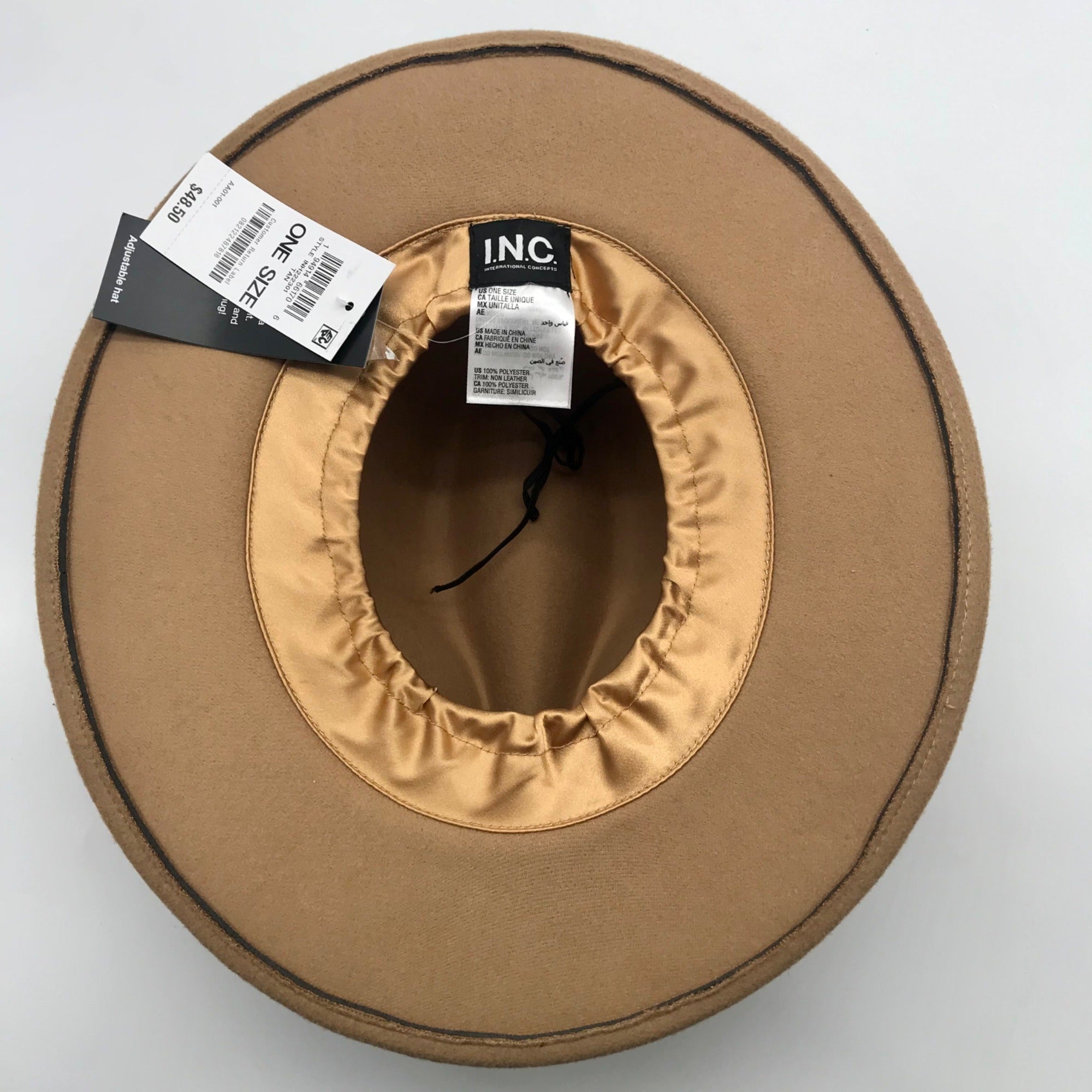 I.N.C. International Concepts Tan Panama Embellished Hat  - NWT