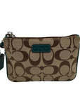 Coach Brown And Blue Monogram Wristlet