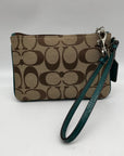 Coach Brown And Blue Monogram Wristlet