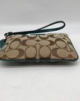 Coach Brown And Blue Monogram Wristlet