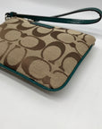 Coach Brown And Blue Monogram Wristlet