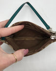 Coach Brown And Blue Monogram Wristlet