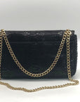 Michael Kors Black Python Leather Hamilton Flap Shoulder Bag