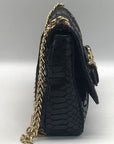 Michael Kors Black Python Leather Hamilton Flap Shoulder Bag